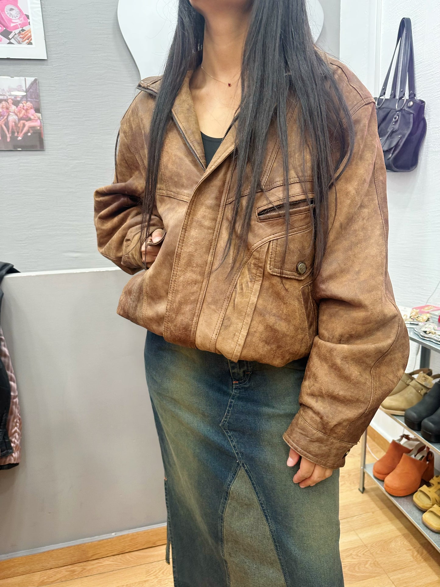 Leather bomber