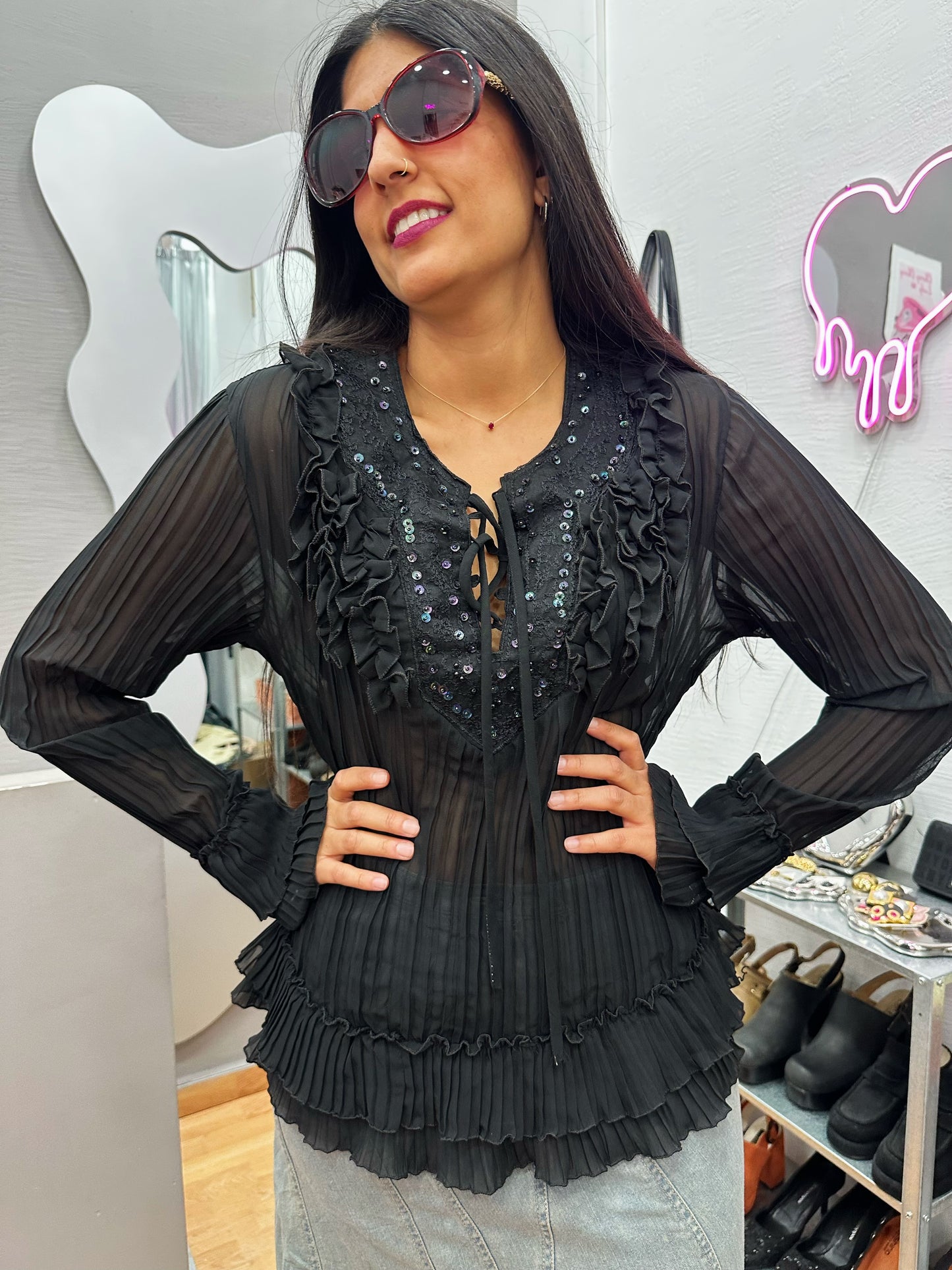 Ruffle embellished top