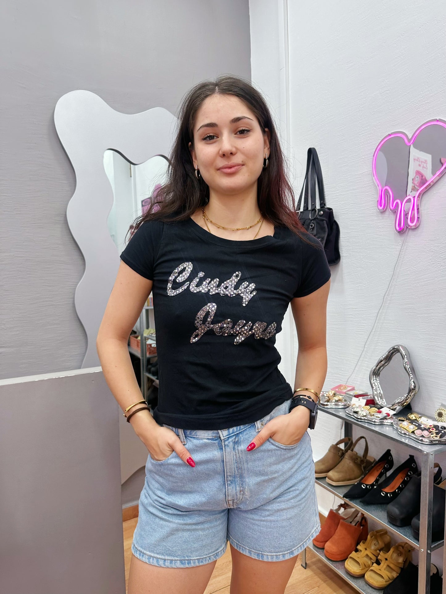 Black t-shirt with silver details