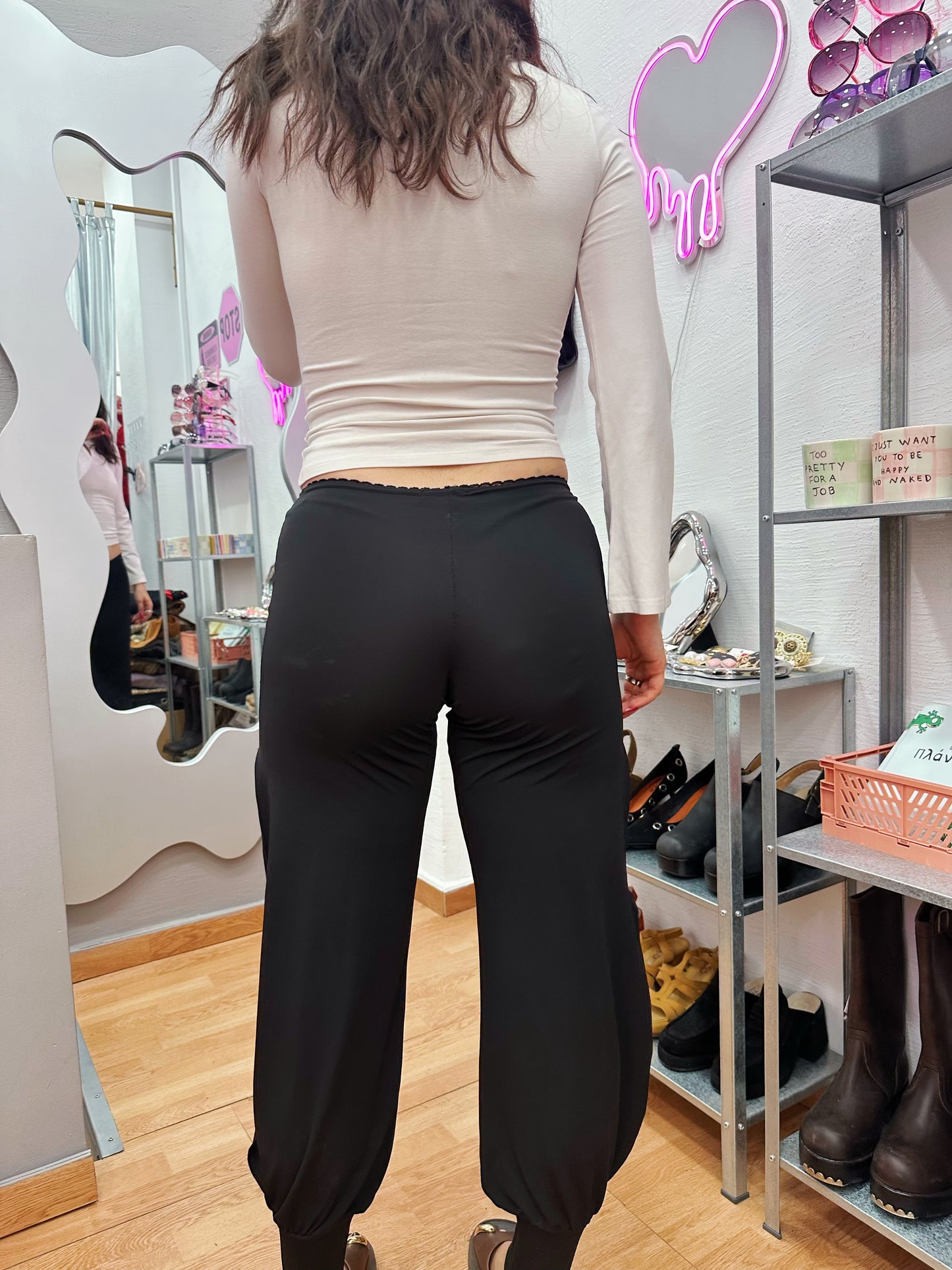 Vintage elastic cut out pants
