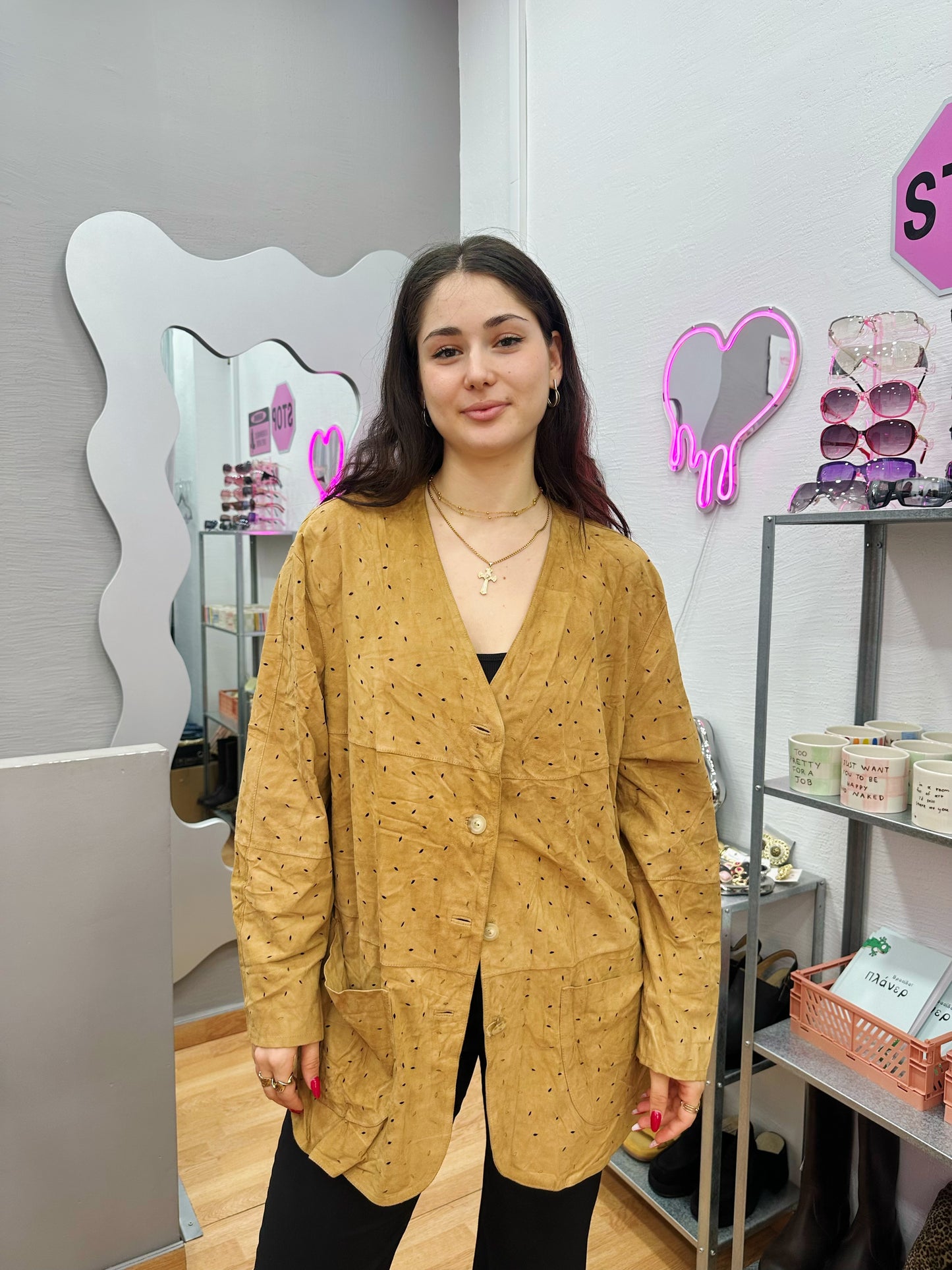 Laser cut leather jacket