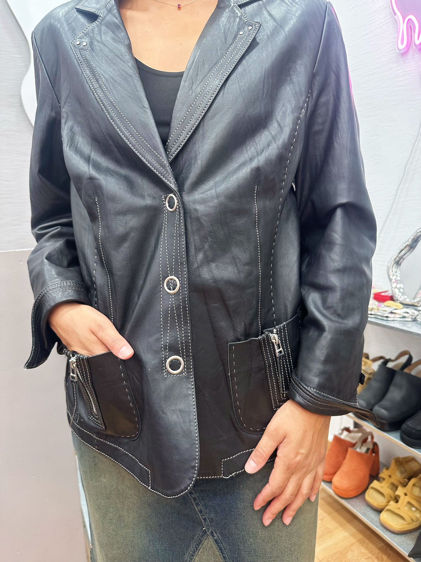 Black leather jacket