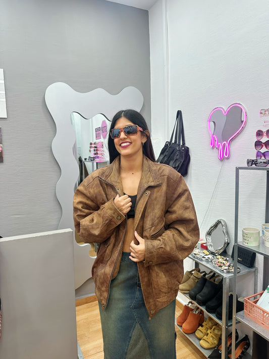 Leather bomber