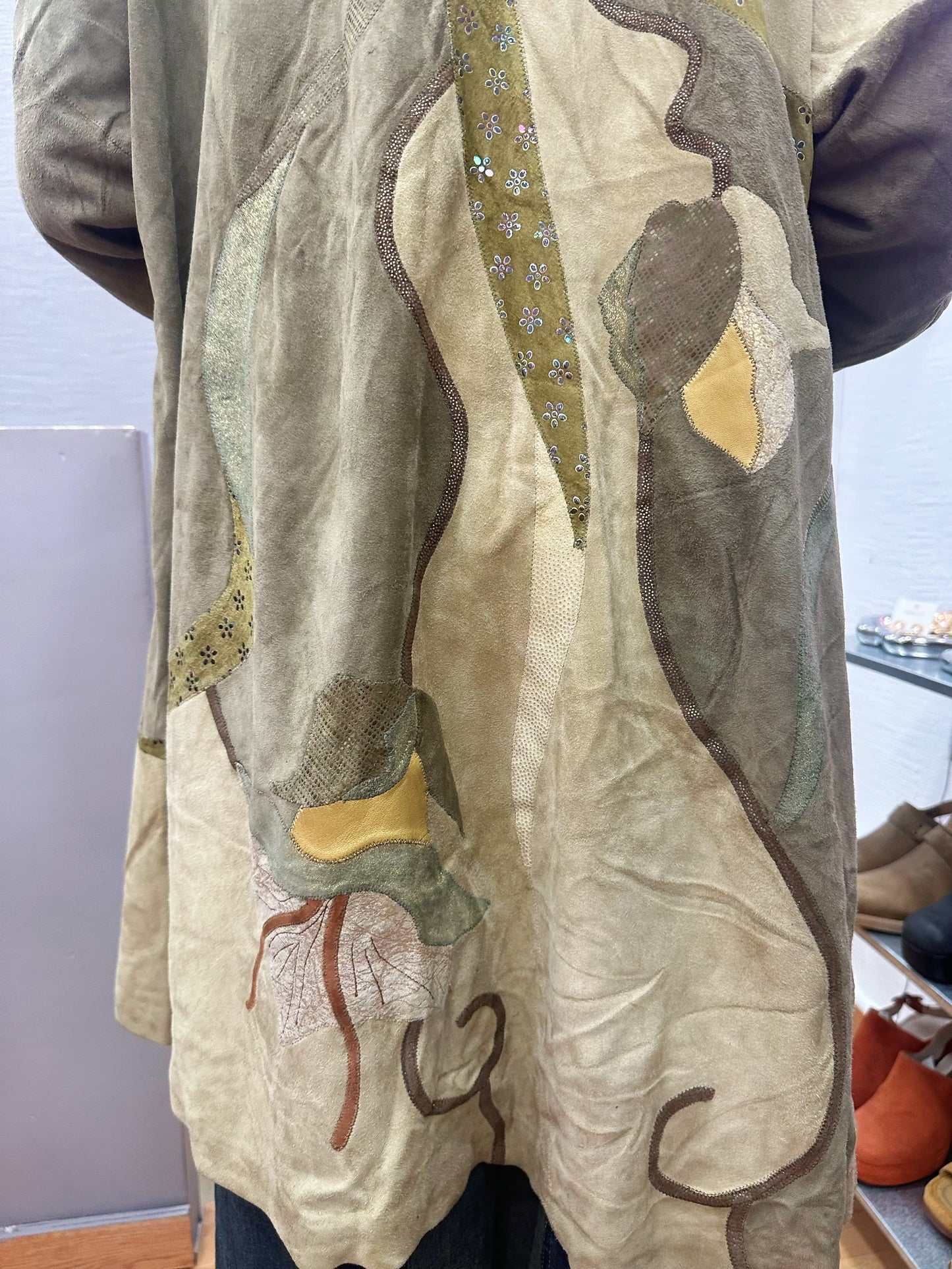 Leather embroidered jacket