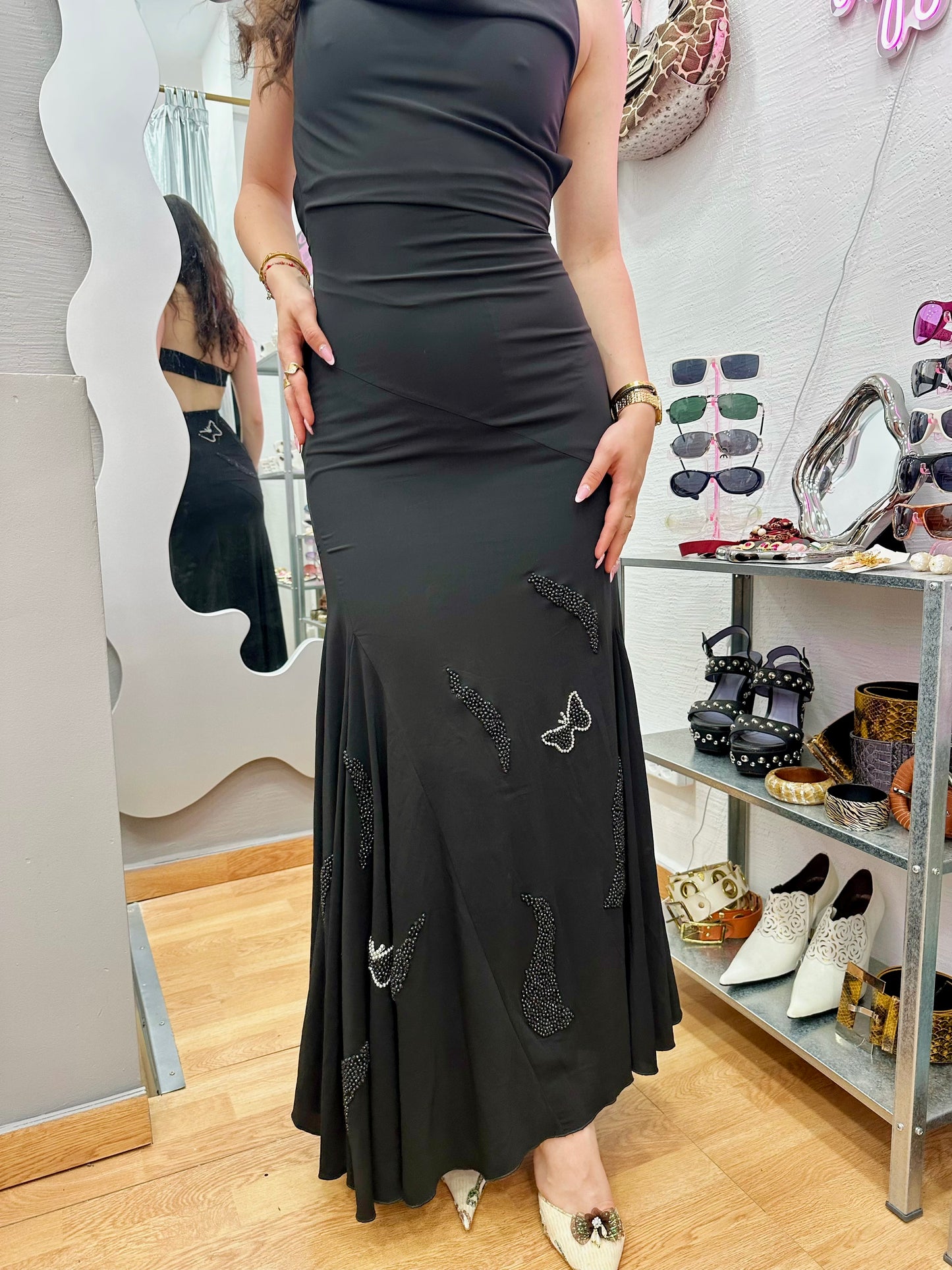 Backless black dress