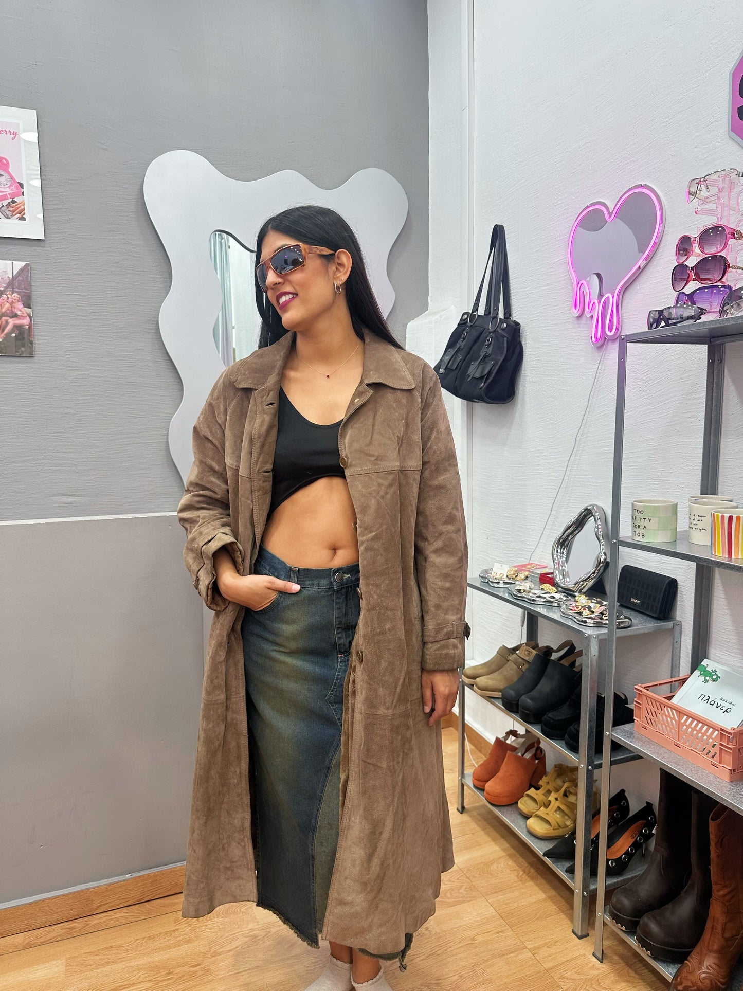 Real leather coat with fur lining