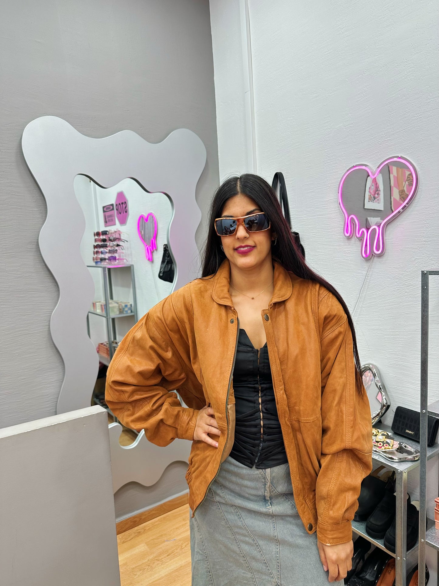 Leather bomber