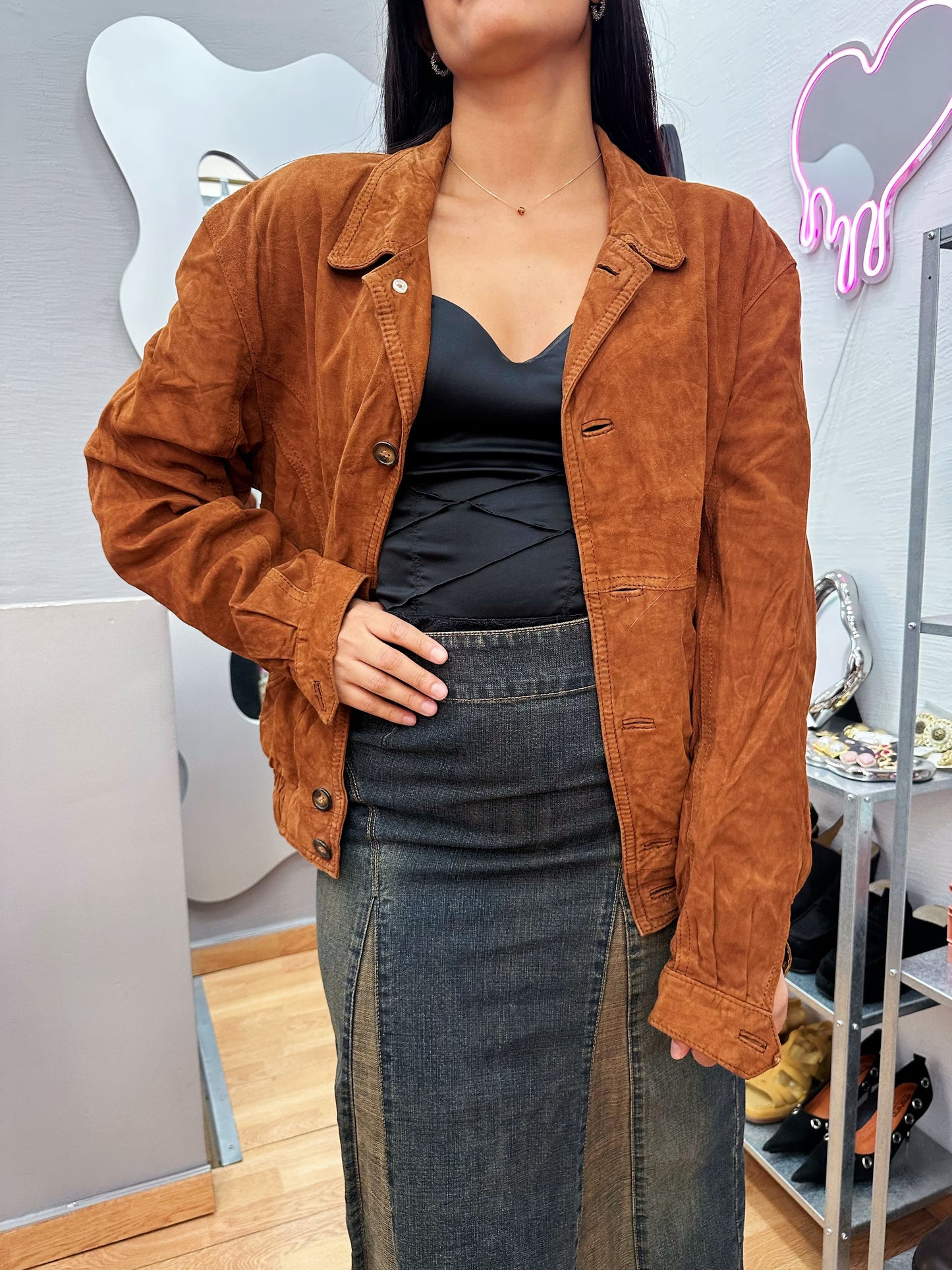 Suede leather bomber