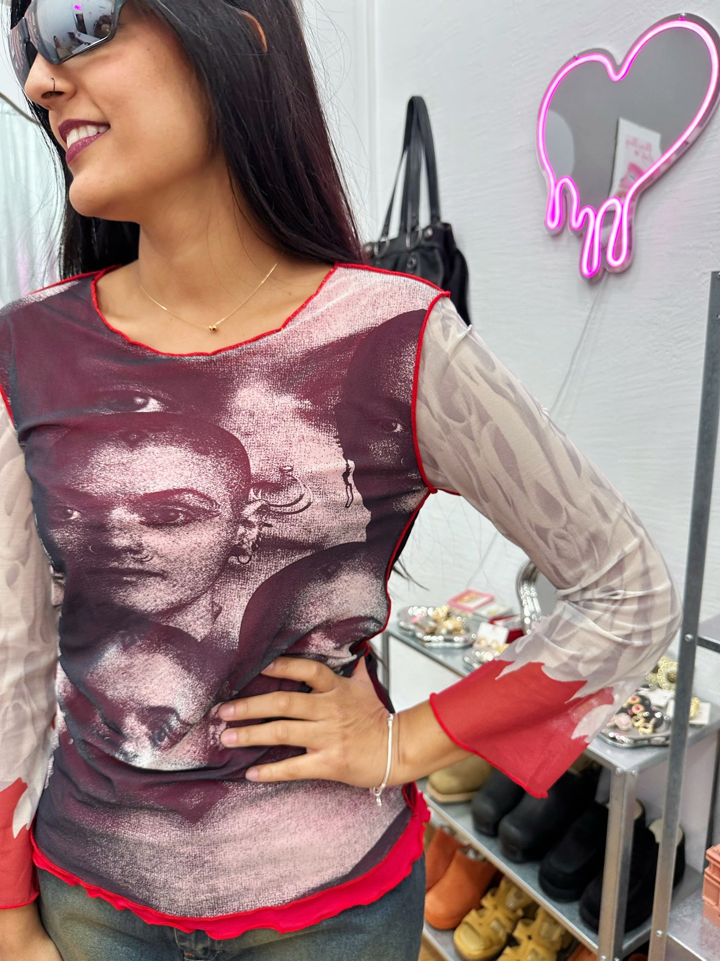 Y2K vintage mesh top