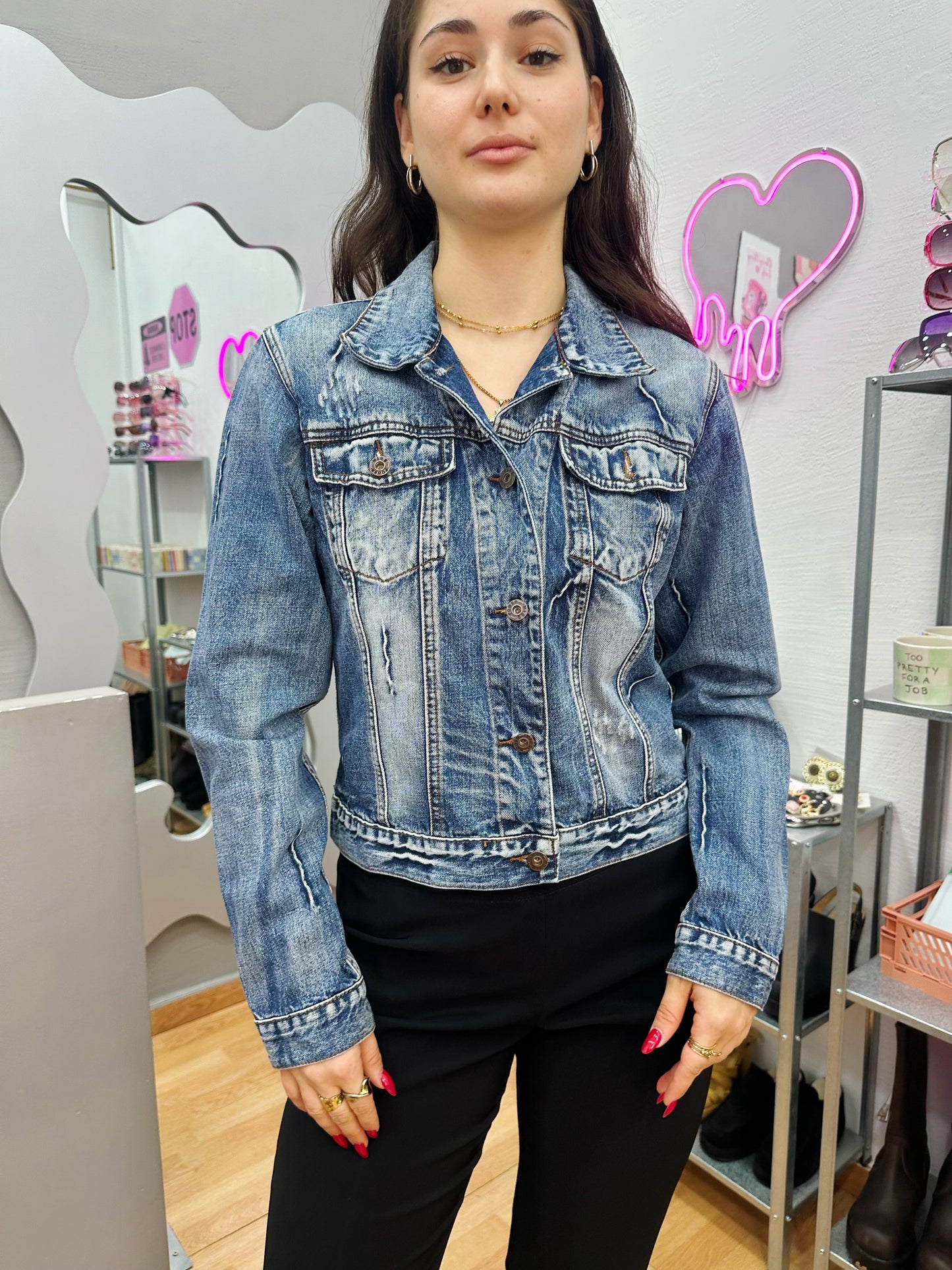 Denim jacket with embellishments