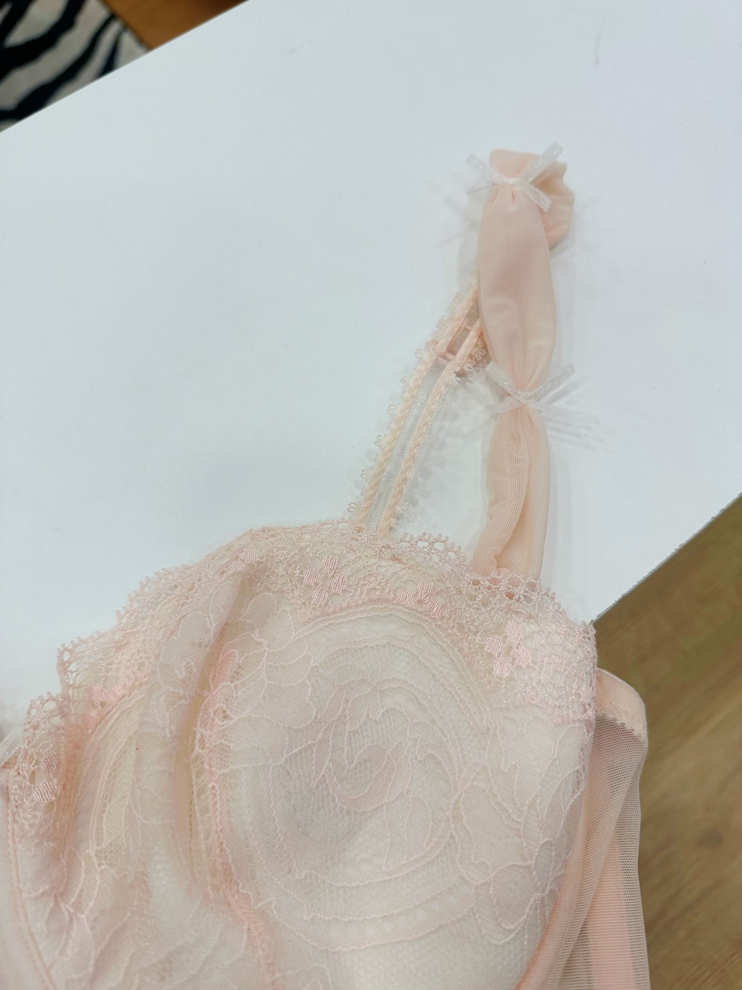 Pastel pink mesh corset