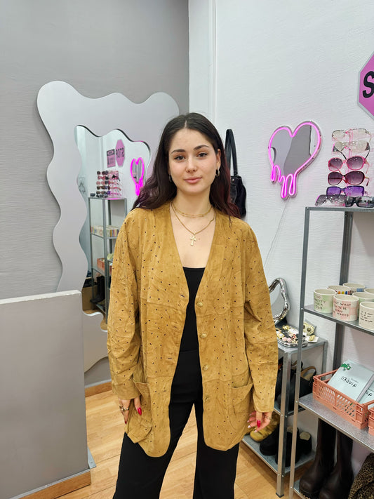 Laser cut leather jacket