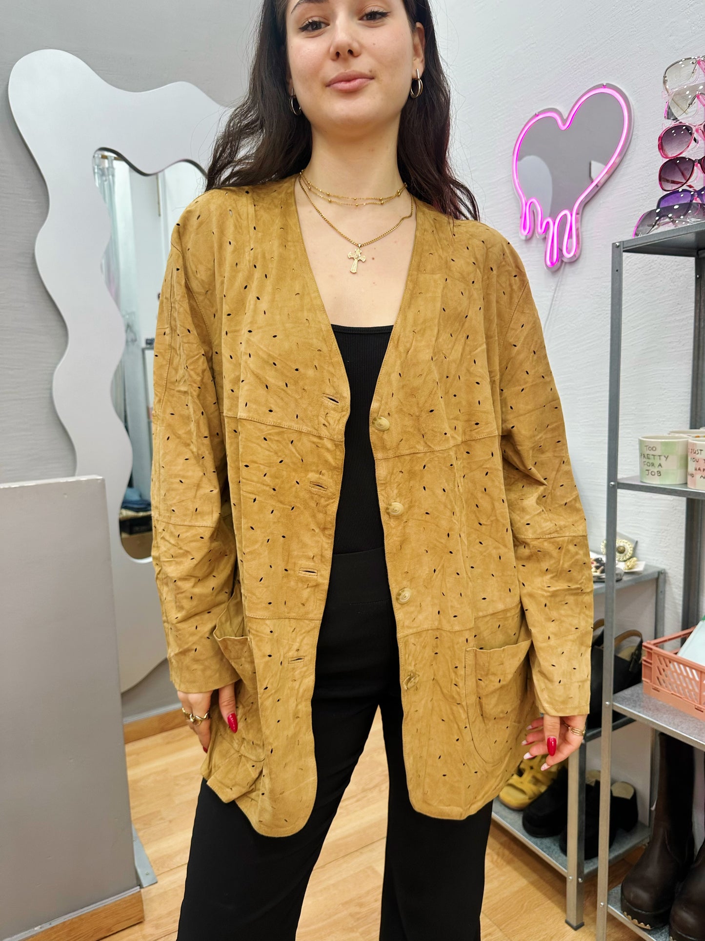 Laser cut leather jacket