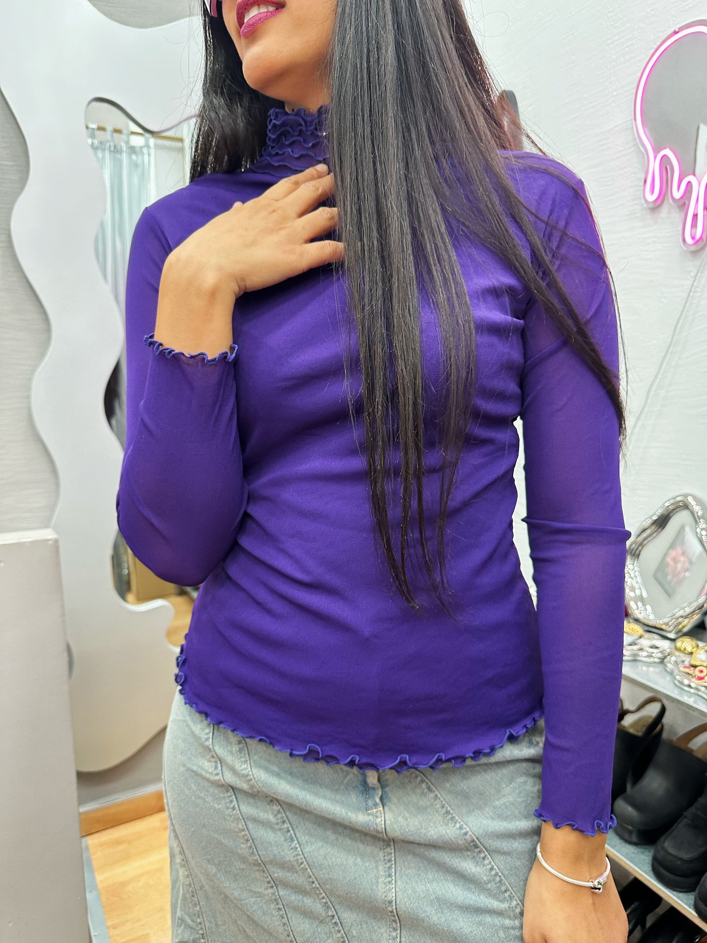 Purple too with mesh sleeves