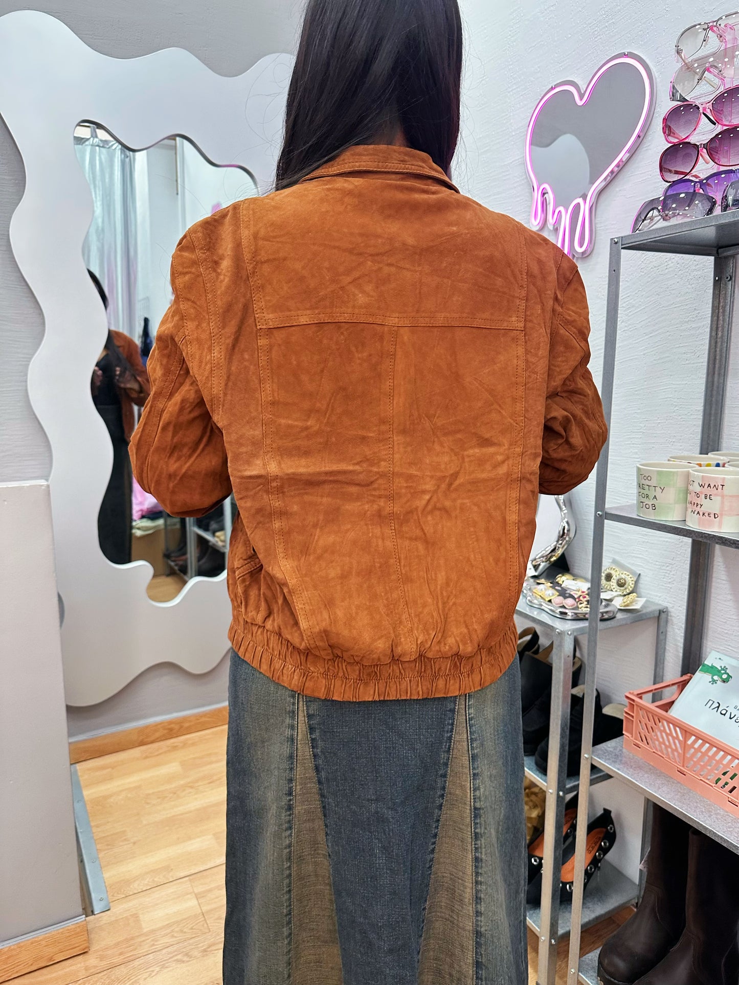 Suede leather bomber