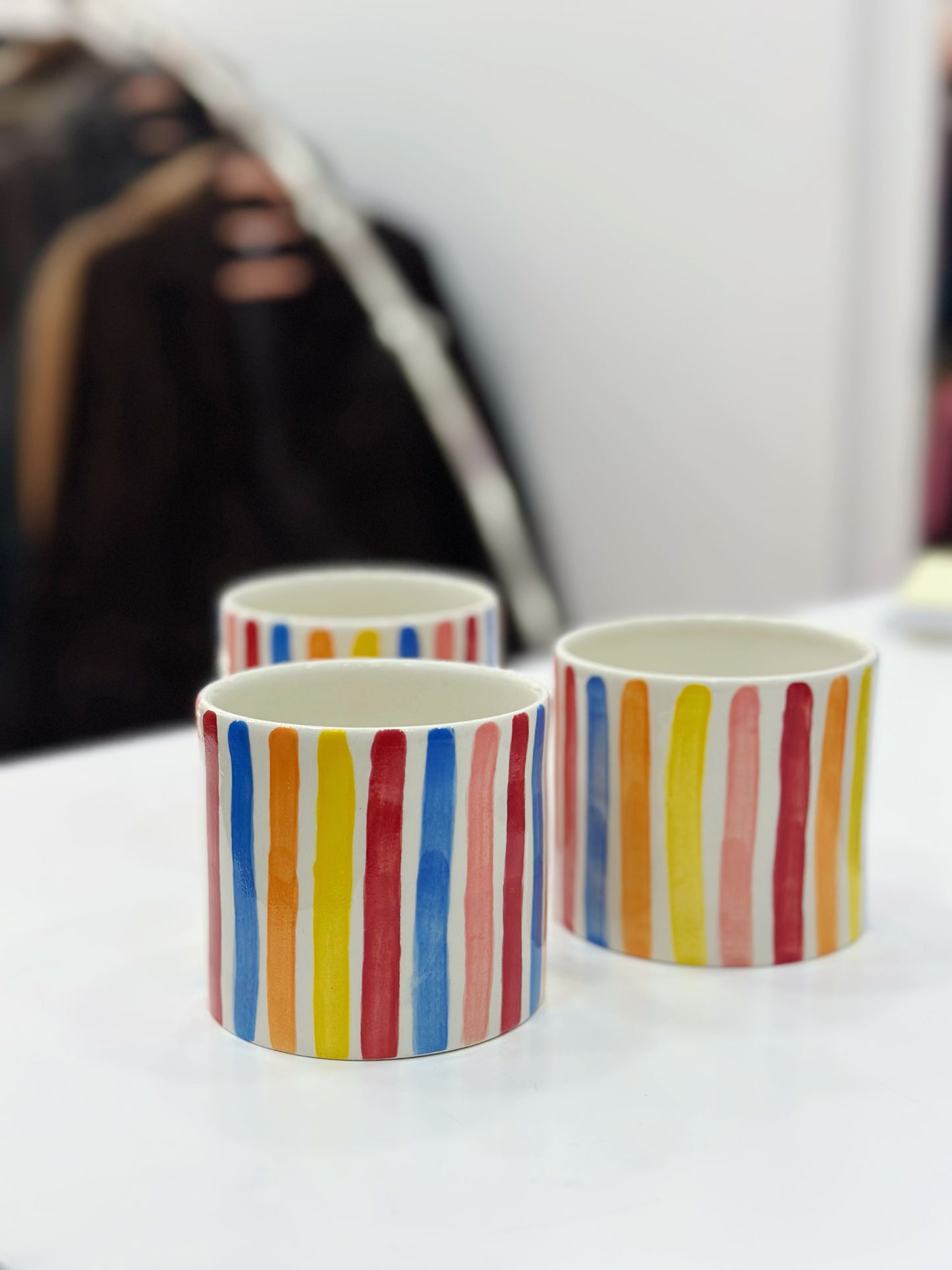 Striped handmade ceramic mug