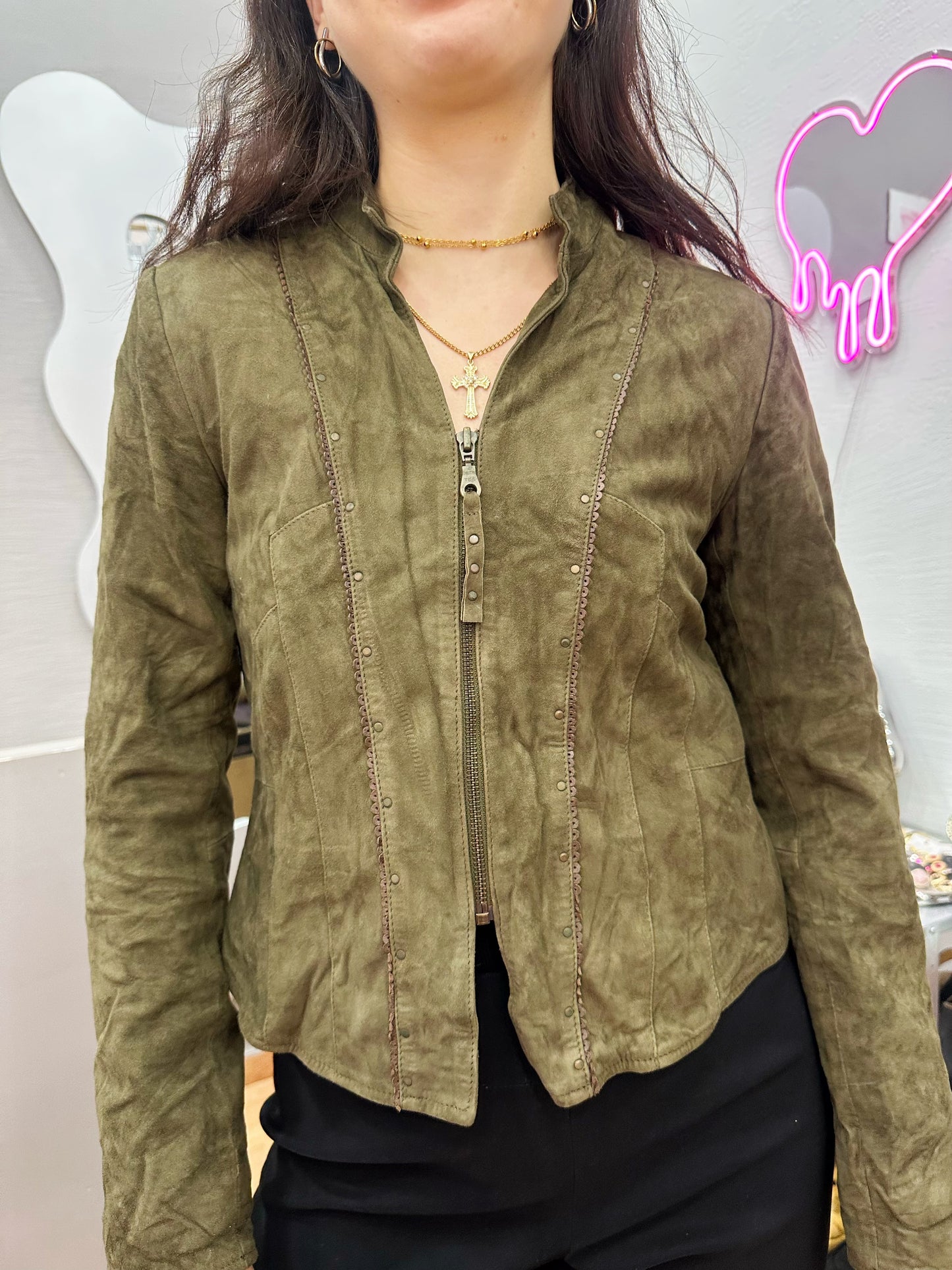 Khaki leather jacket