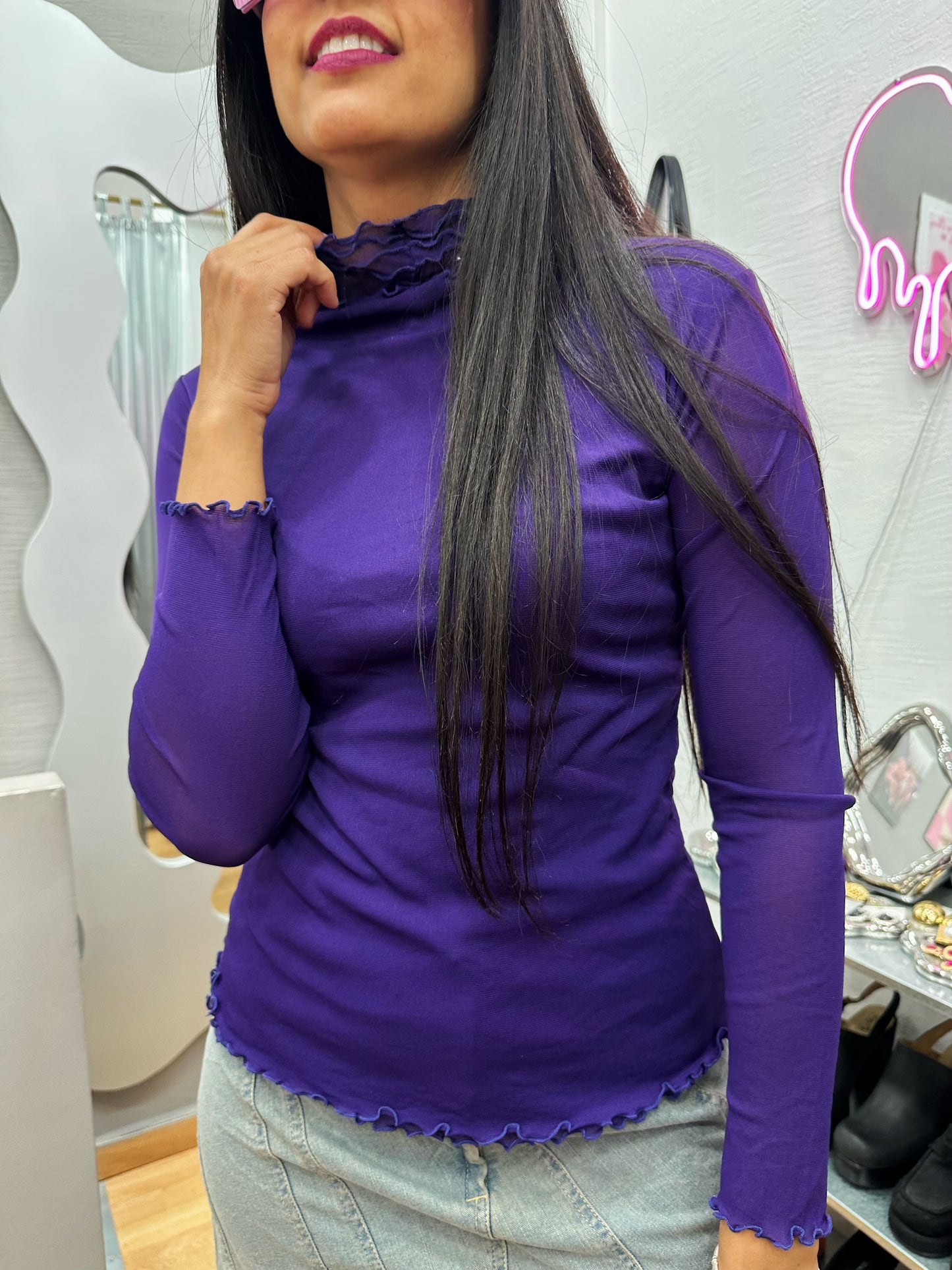 Purple too with mesh sleeves