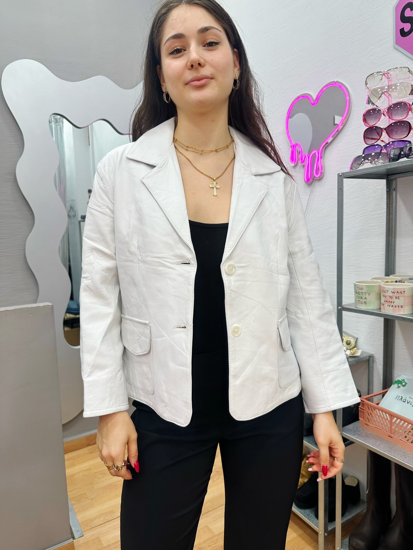 White leather jacket
