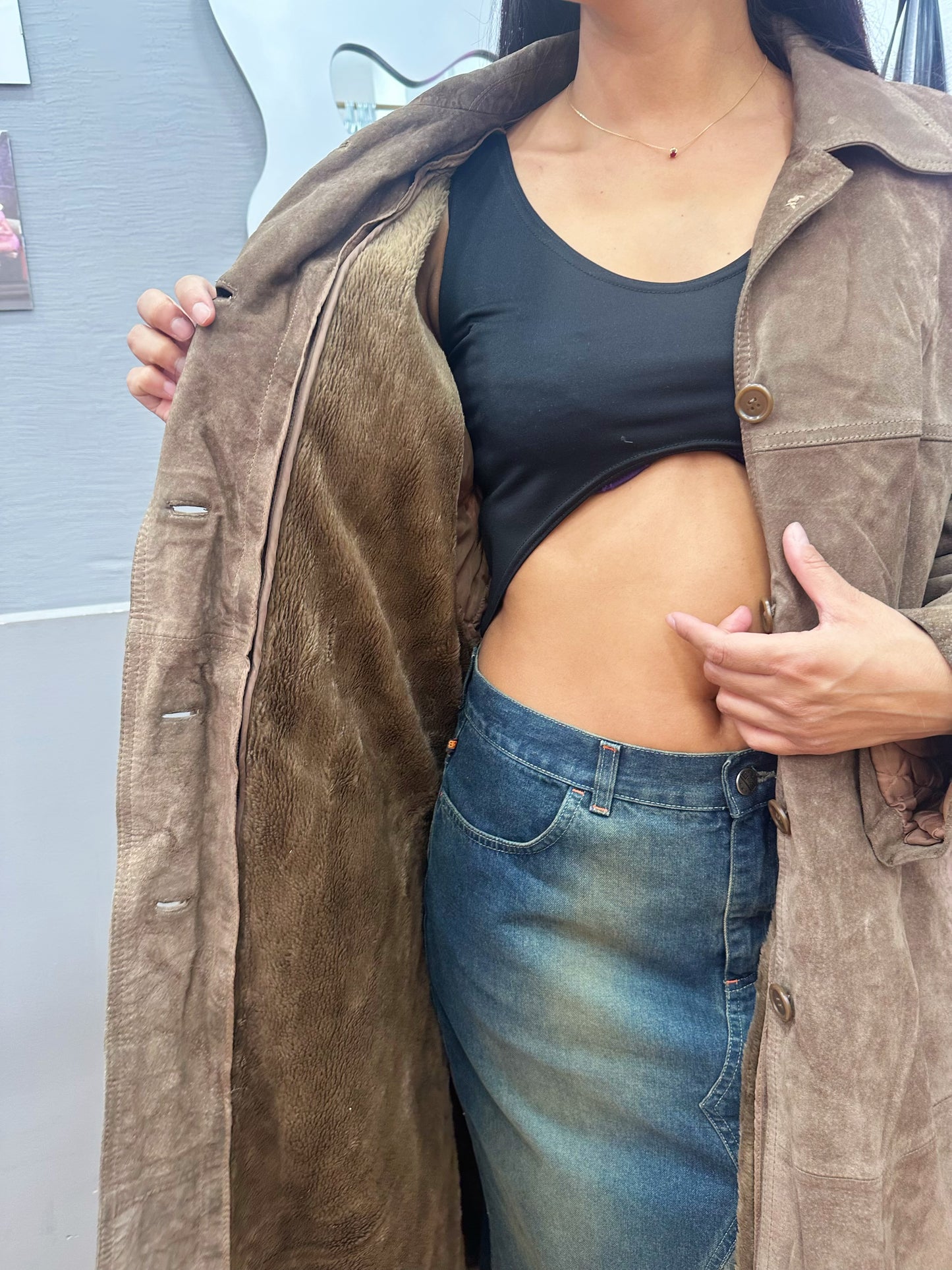 Real leather coat with fur lining