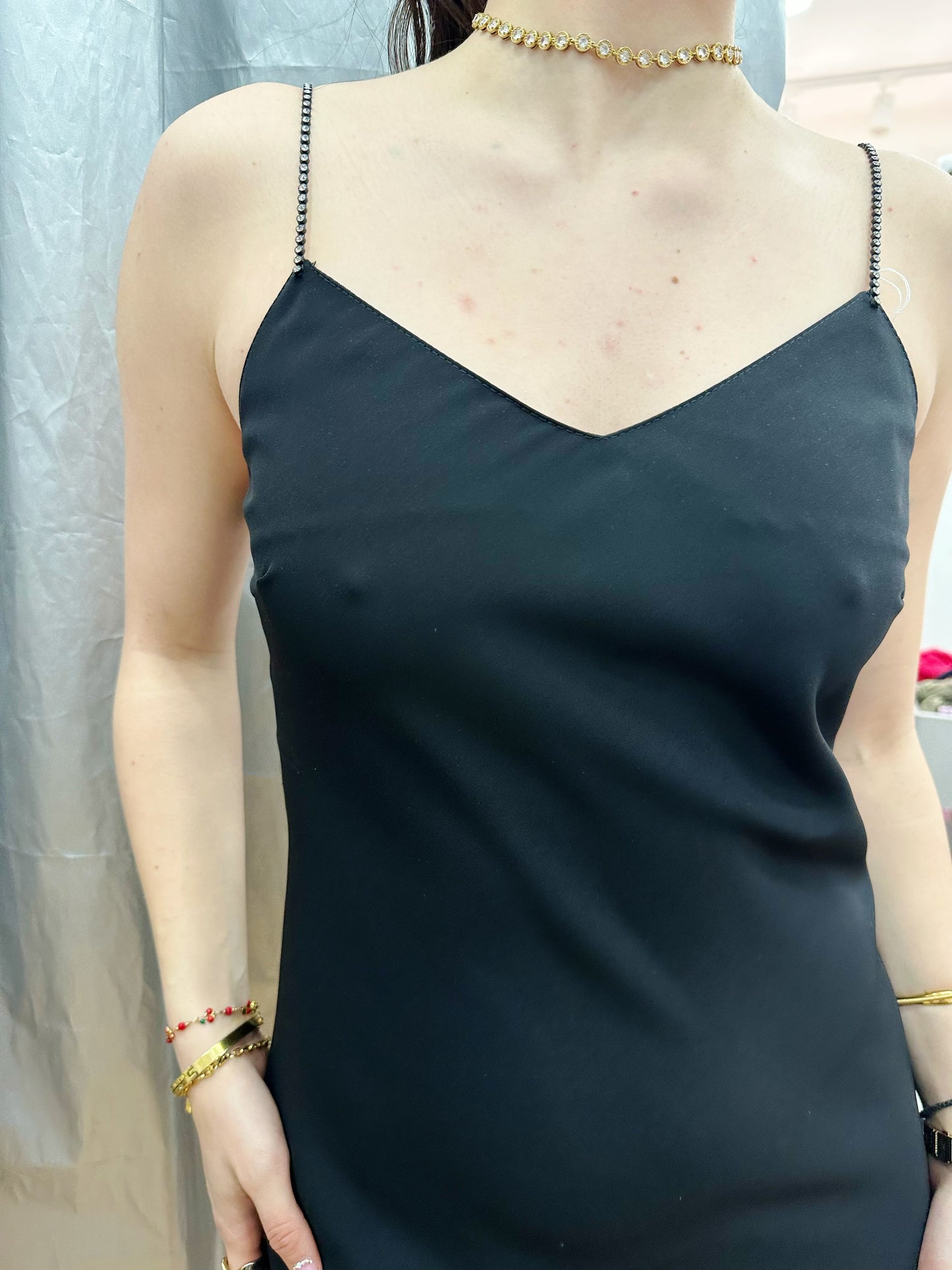 90s strappy dress with rhinestones