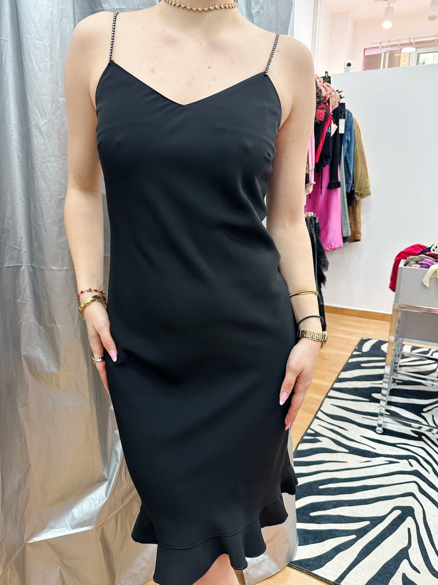 90s strappy dress with rhinestones