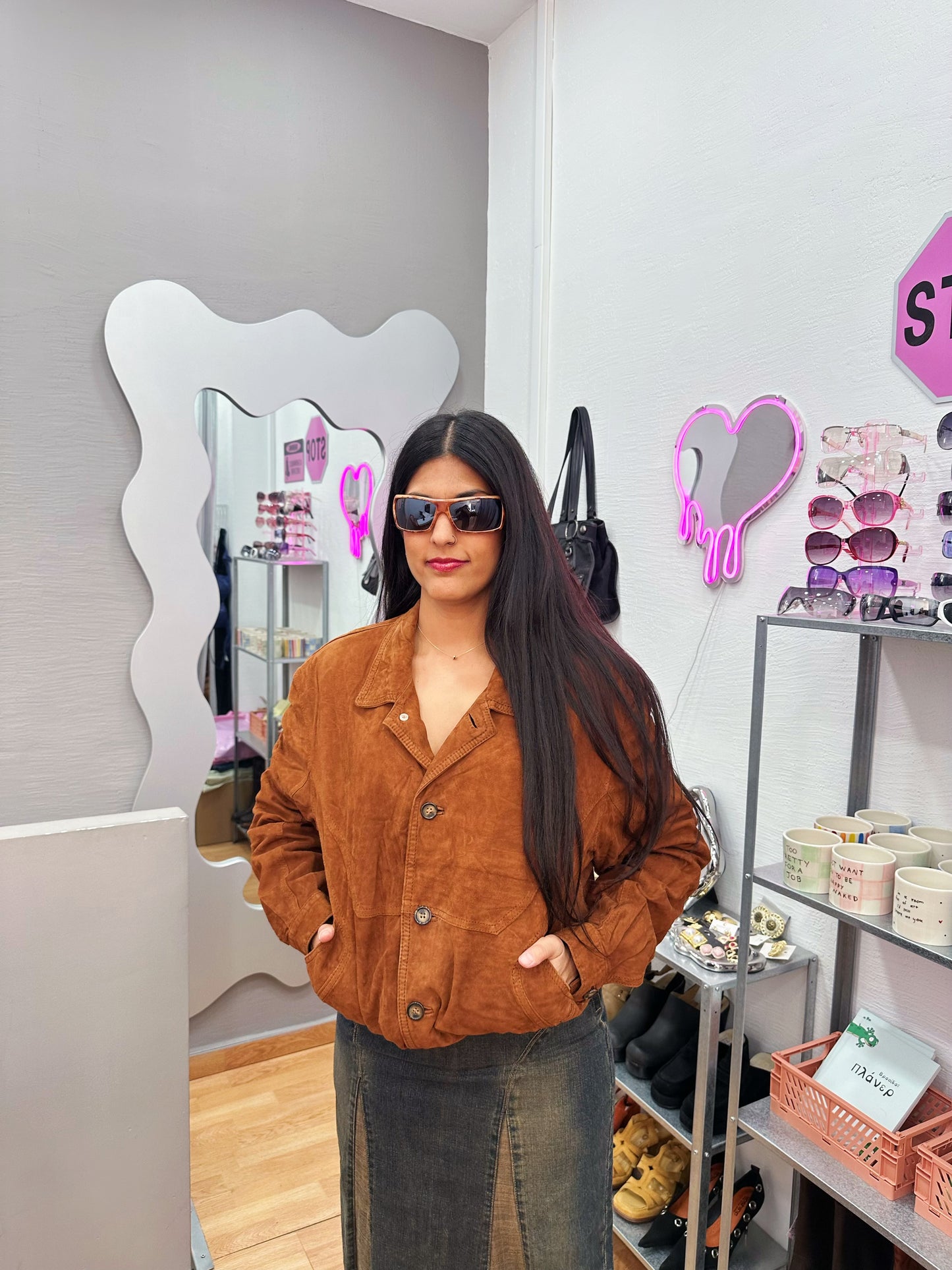Suede leather bomber
