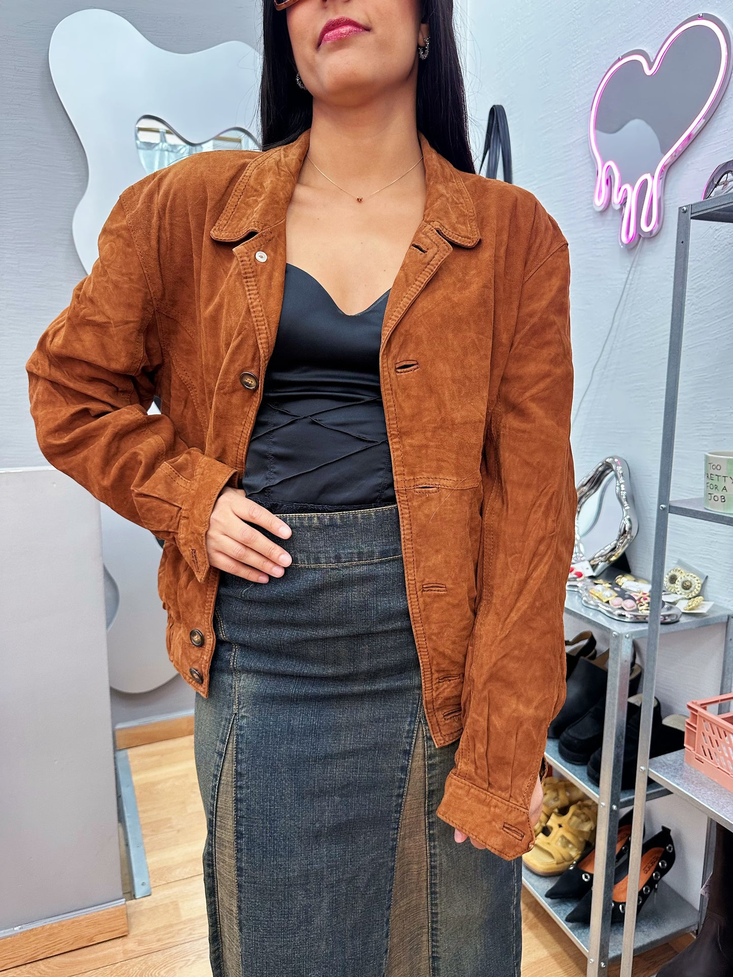 Suede leather bomber