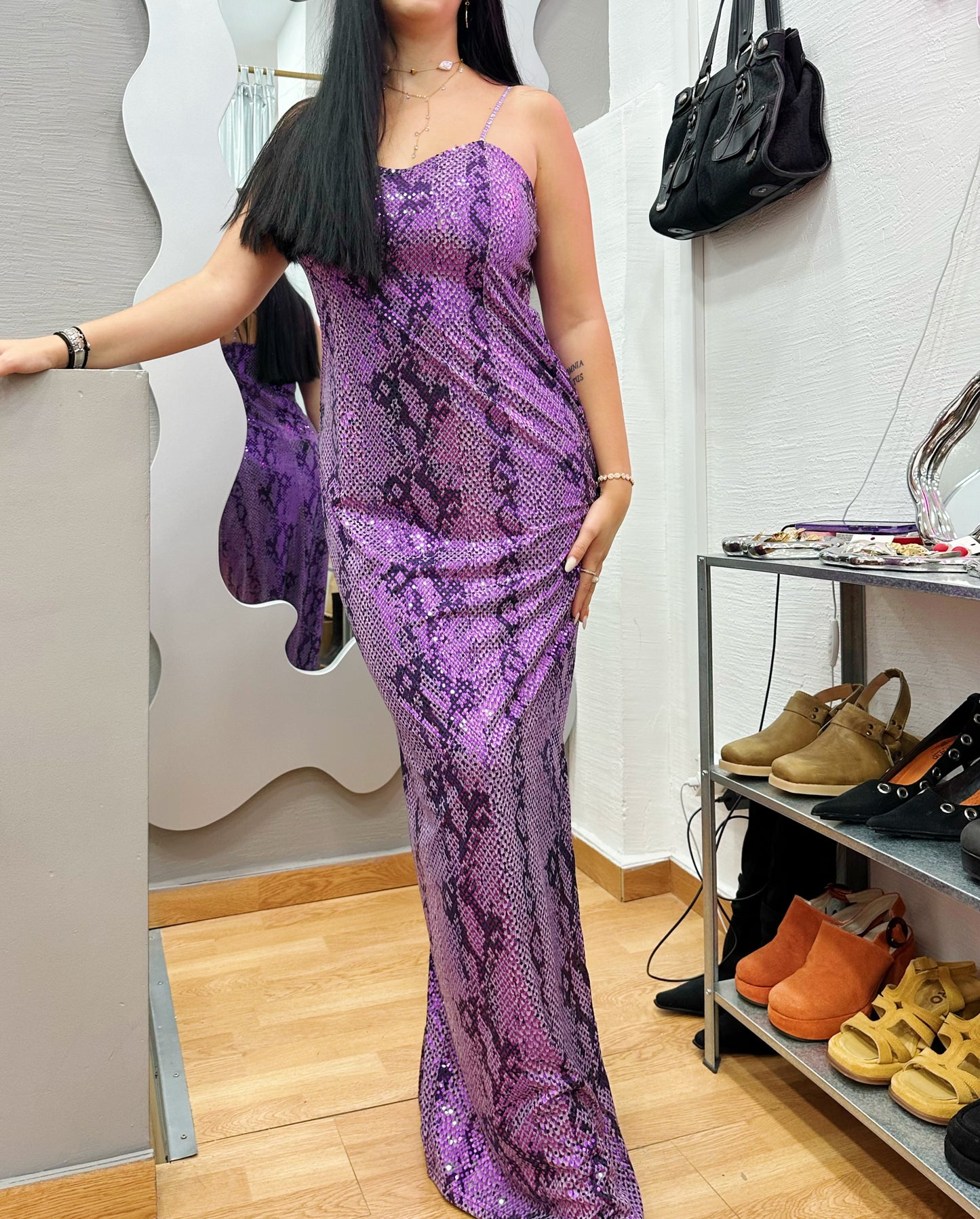 Snake print sparkly dress