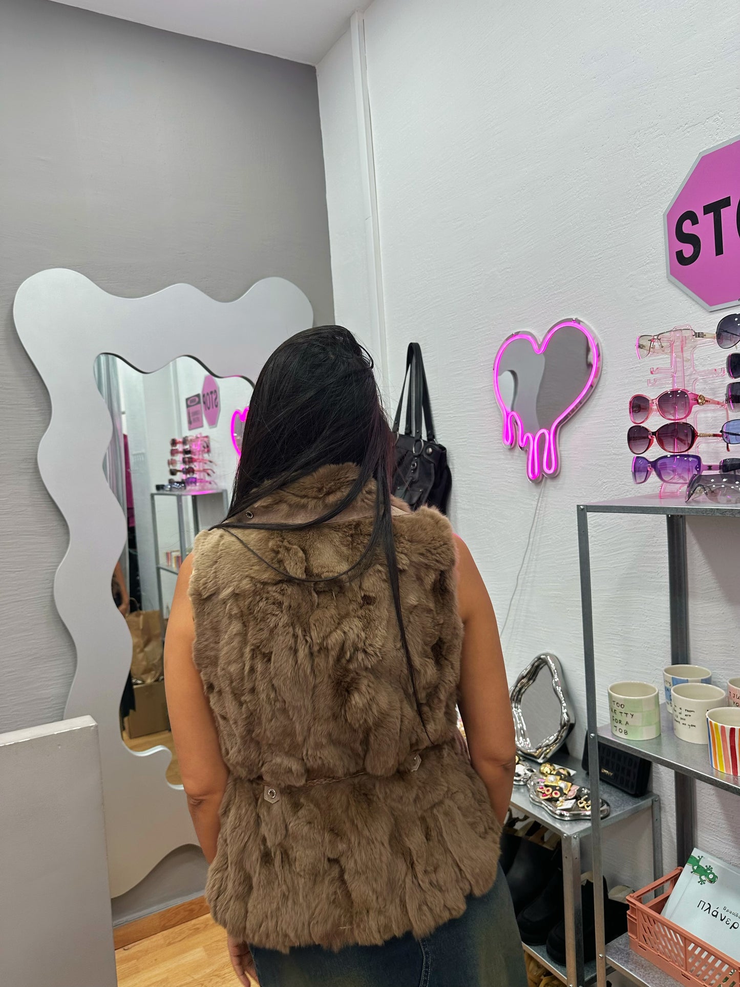 Real fur & leather vest
