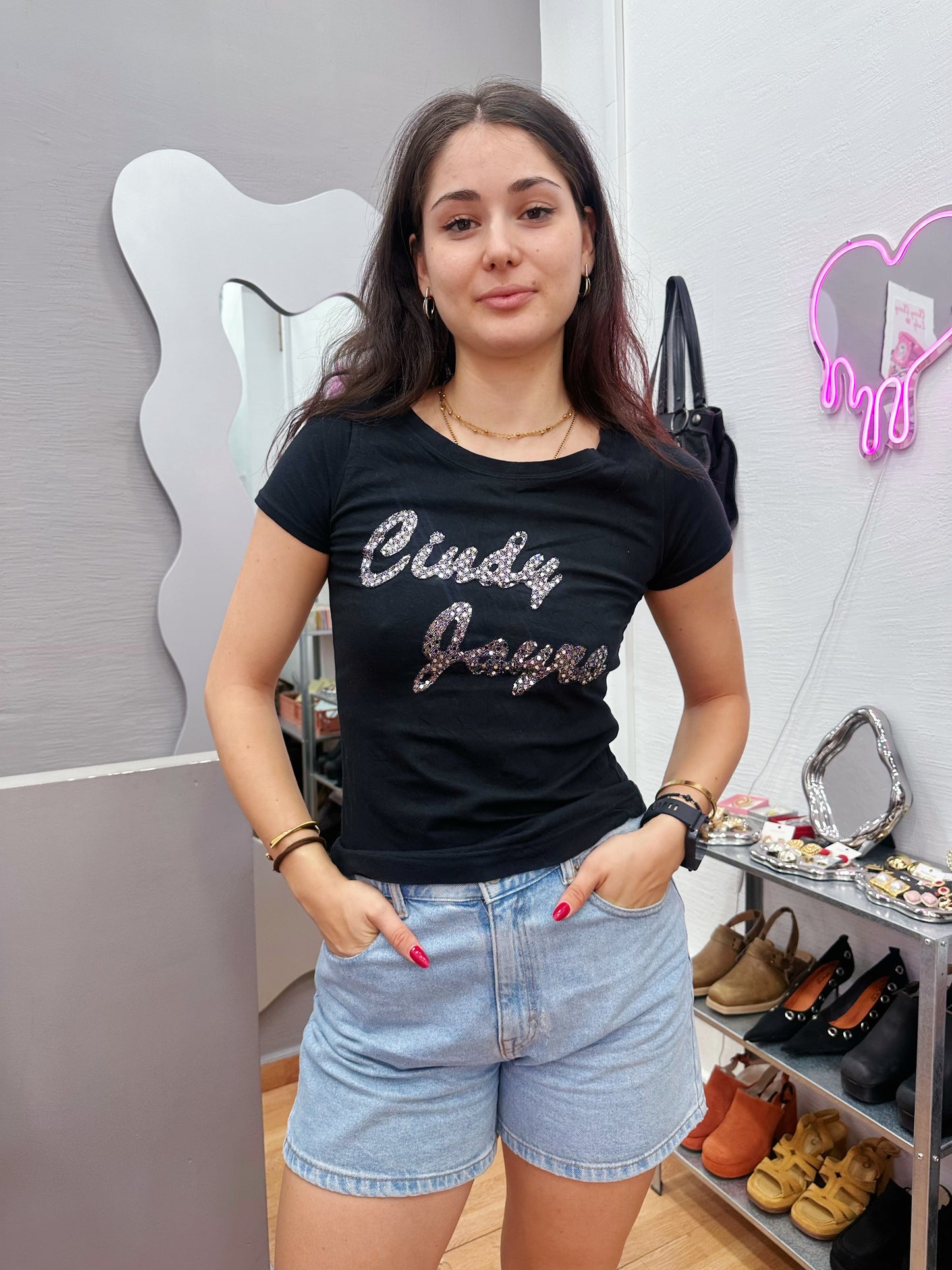 Black t-shirt with silver details