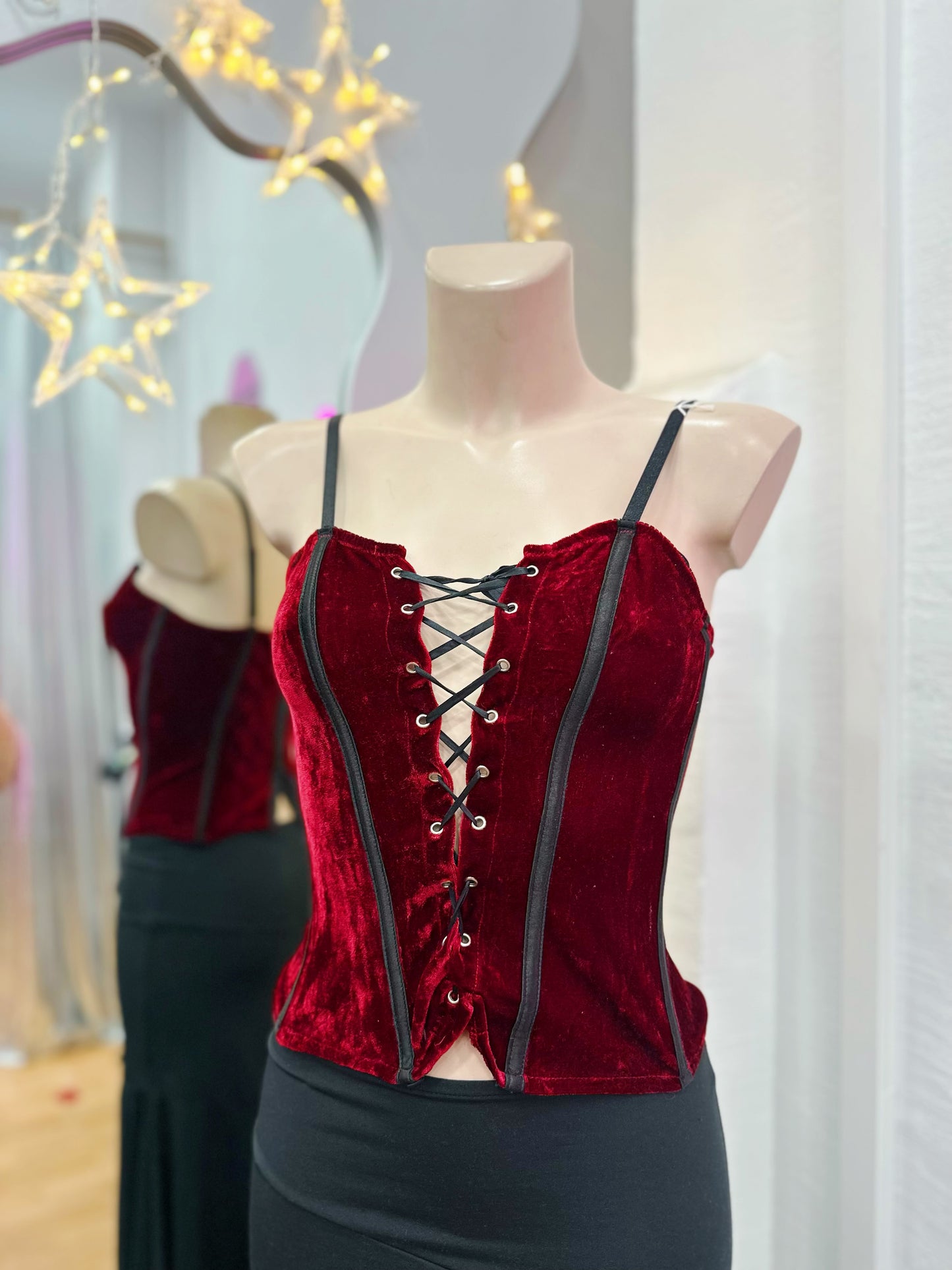 Burgundy velvet corset