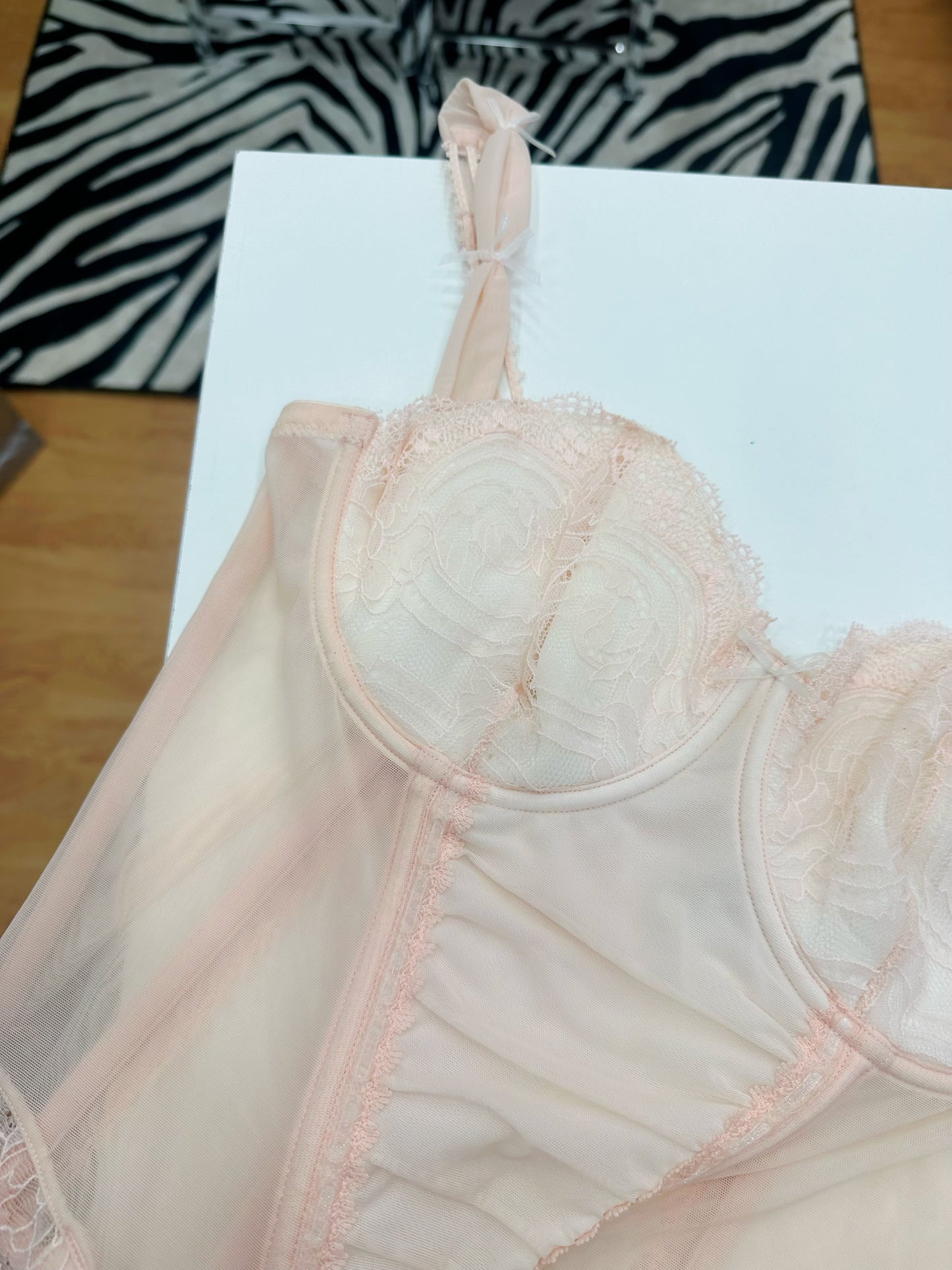 Pastel pink mesh corset