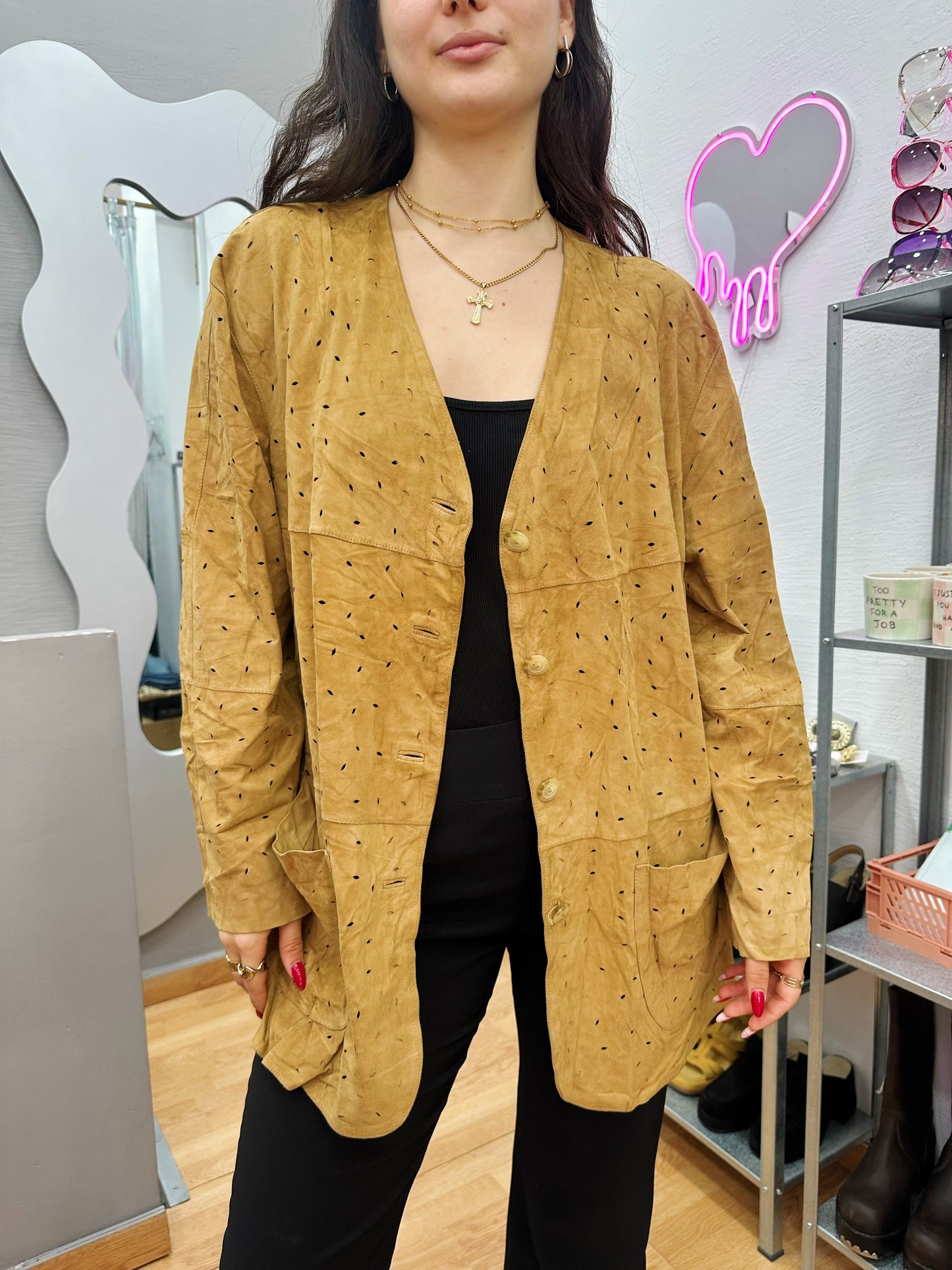Laser cut leather jacket