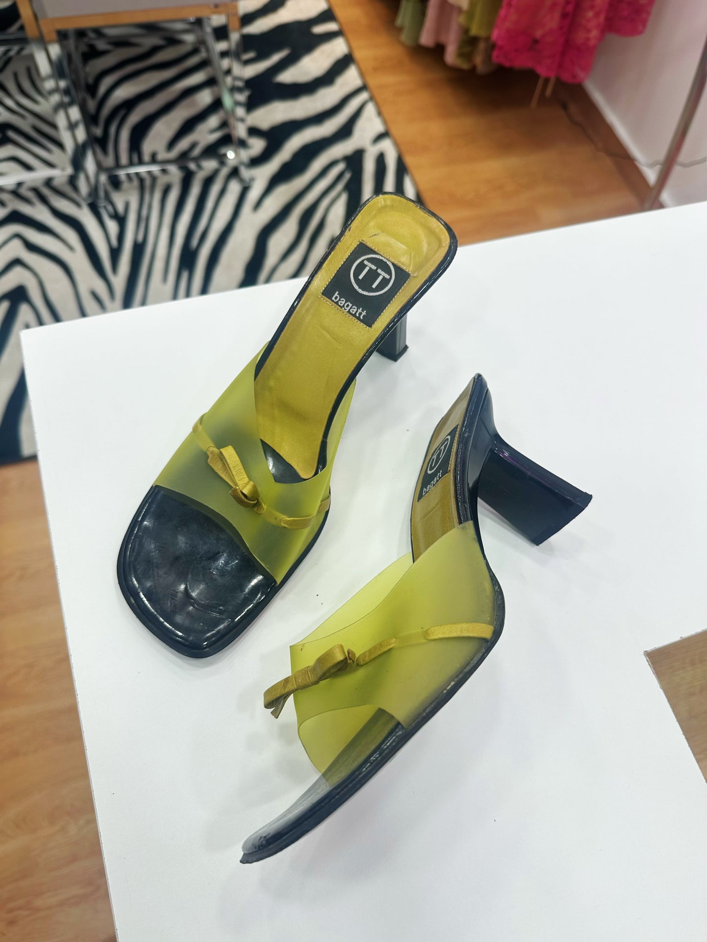 Lime green mules