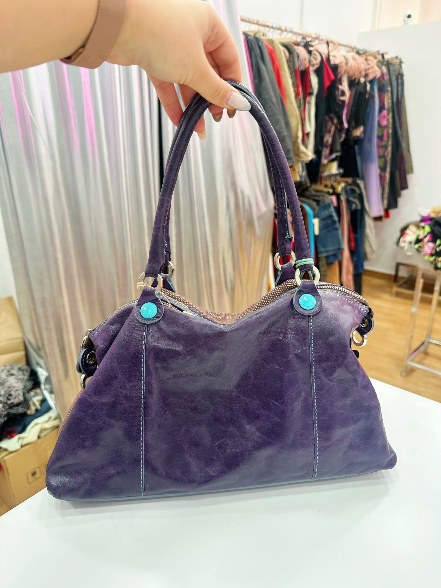 Leather & cloth baguette