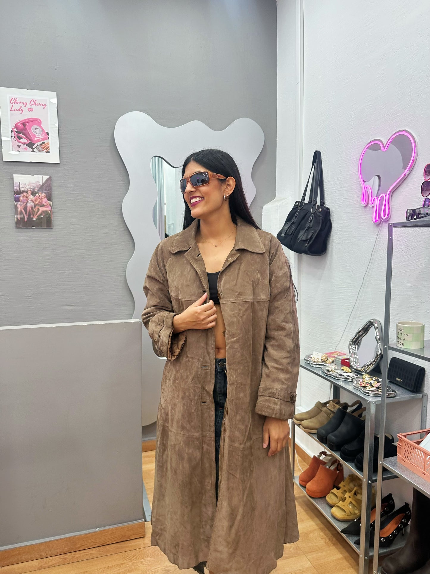 Real leather coat with fur lining