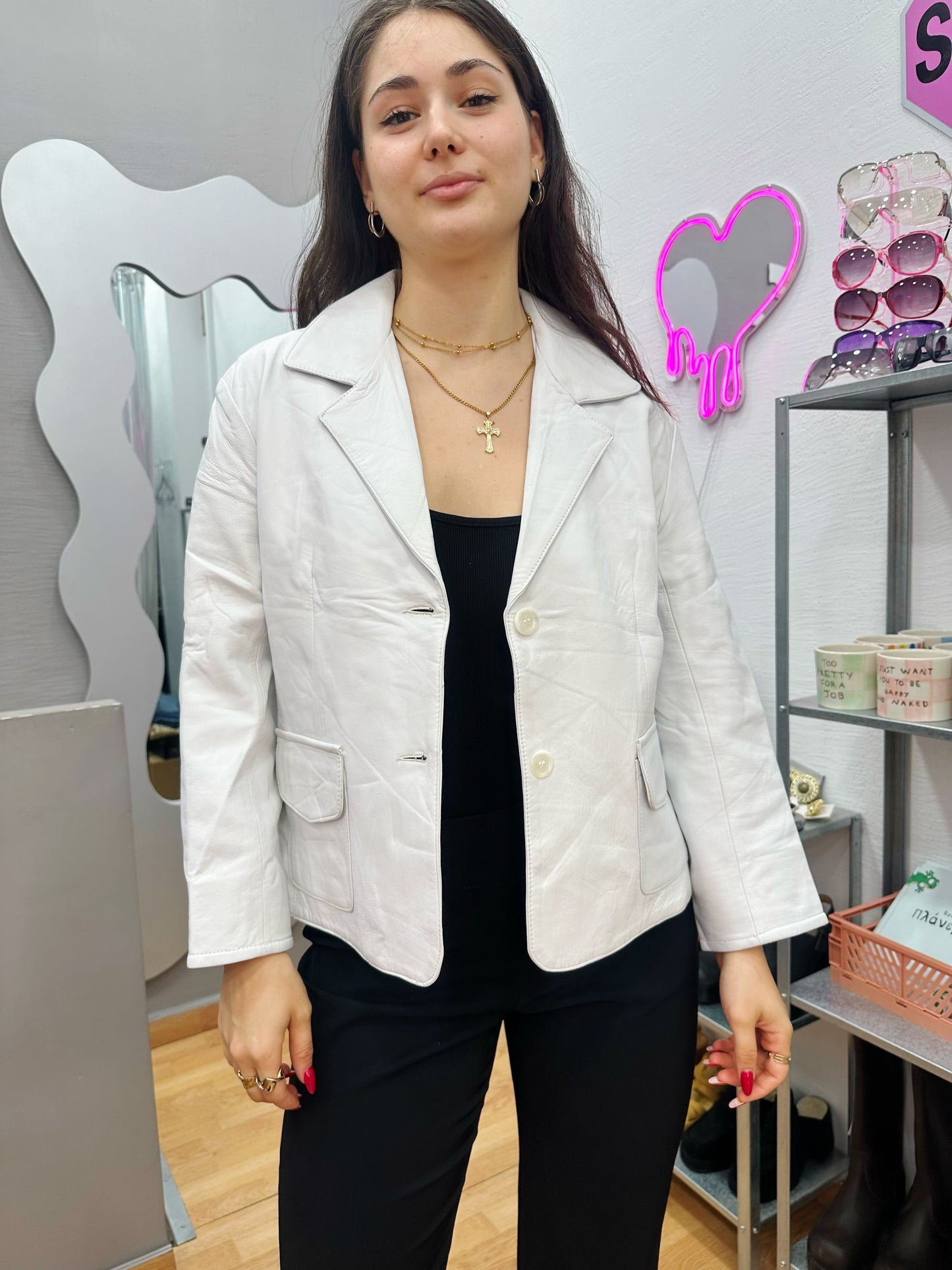 White leather jacket