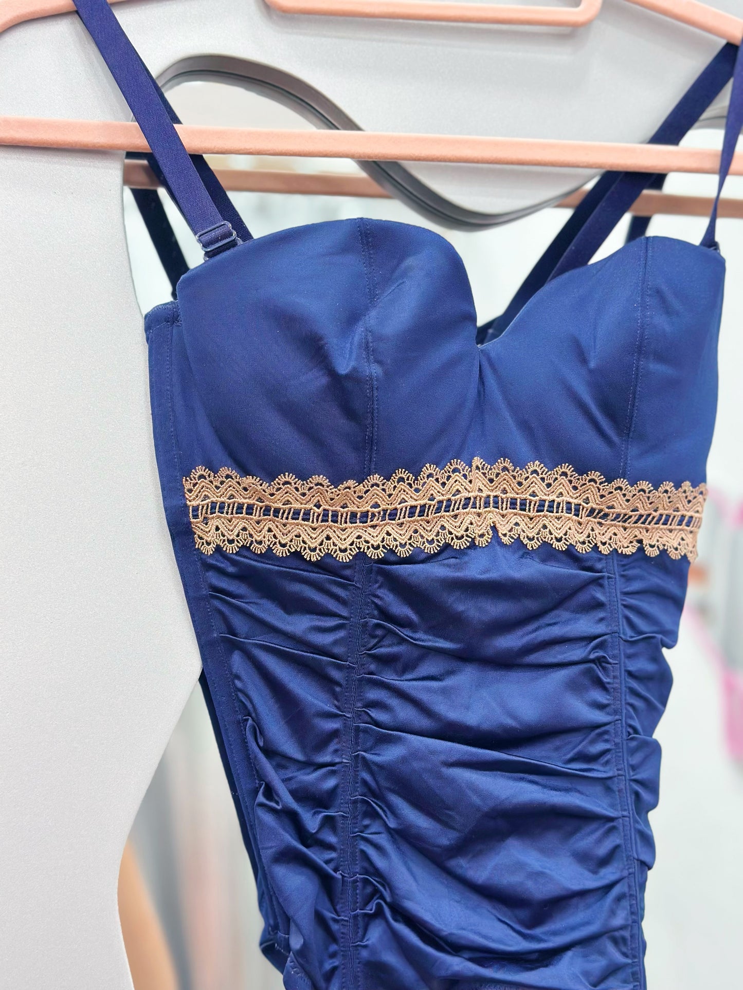 Blue corset with gold detail