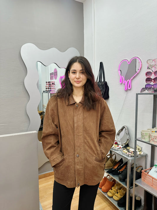 Oversized leather jacket