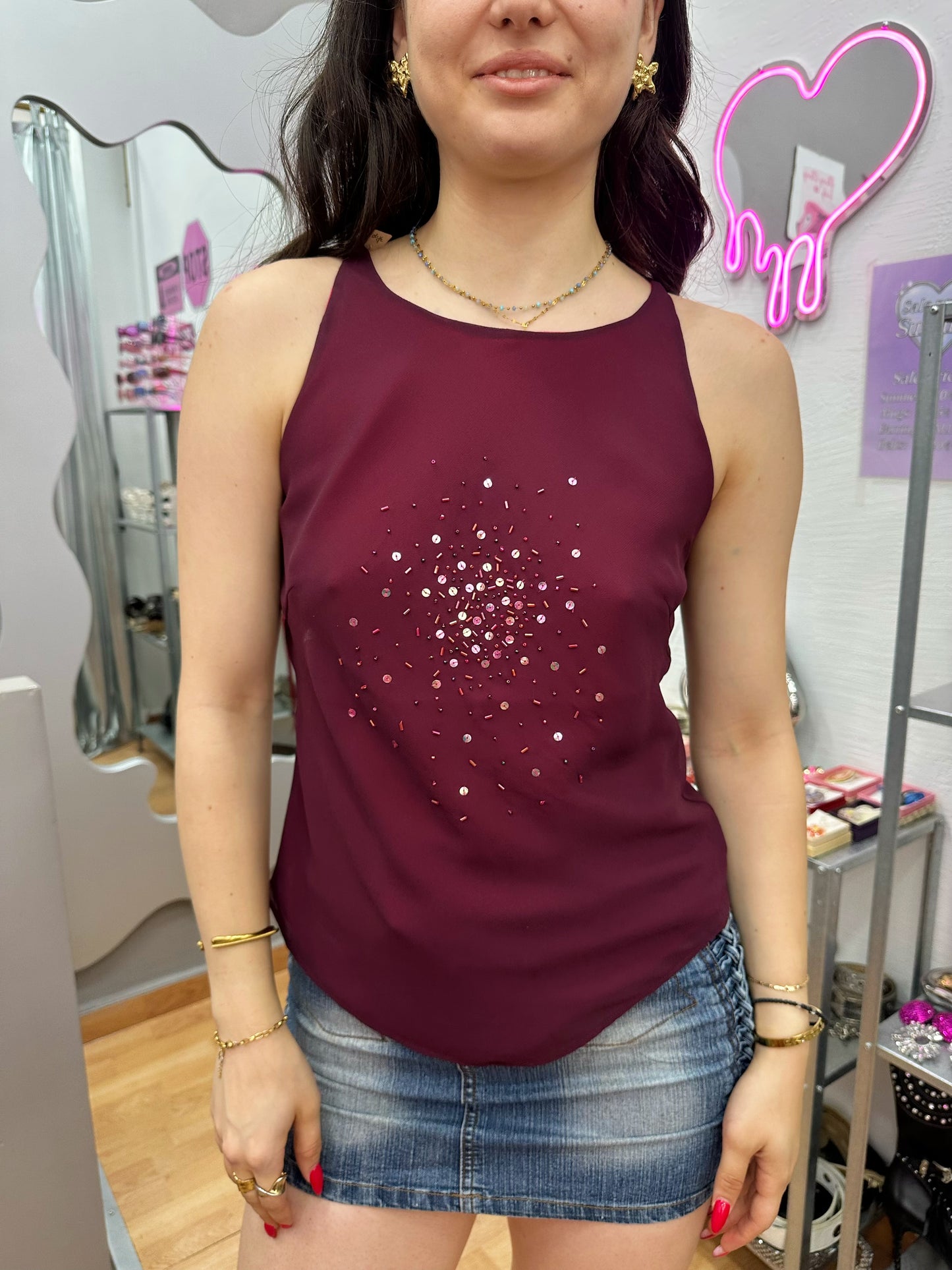 90s shimmery top