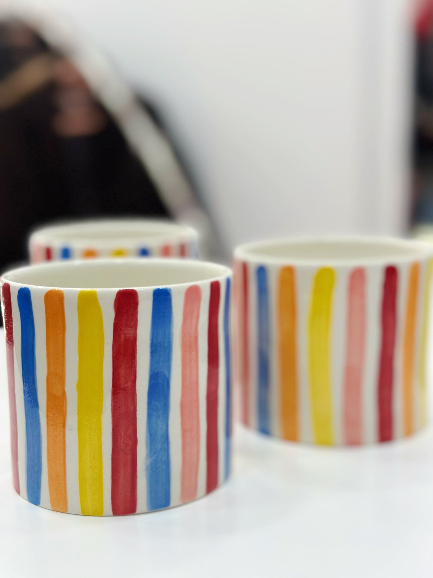 Striped handmade ceramic mug