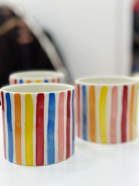 Striped handmade ceramic mug