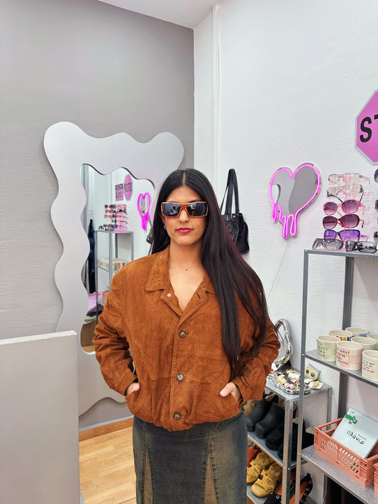 Suede leather bomber