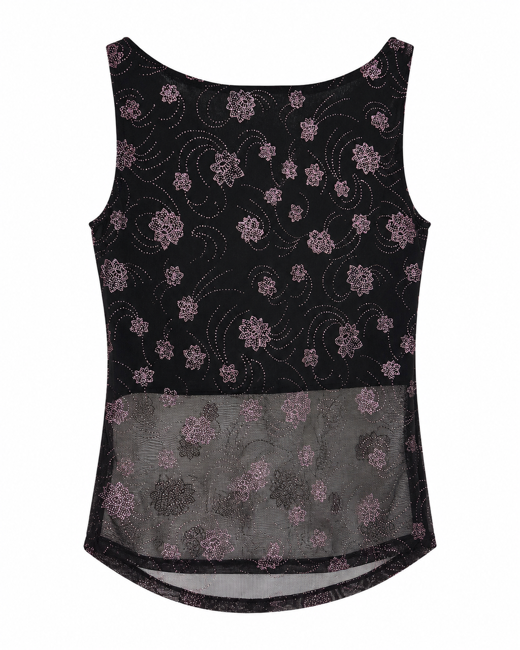 Vintage top, half mesh with sparkly flowers