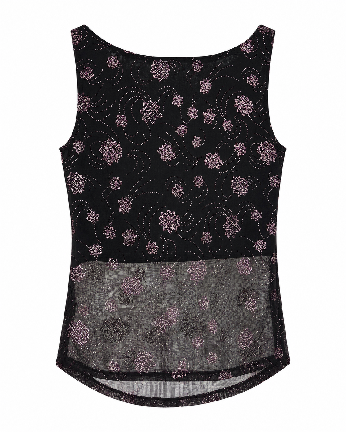Vintage top, half mesh with sparkly flowers