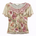 Cute floral mesh top