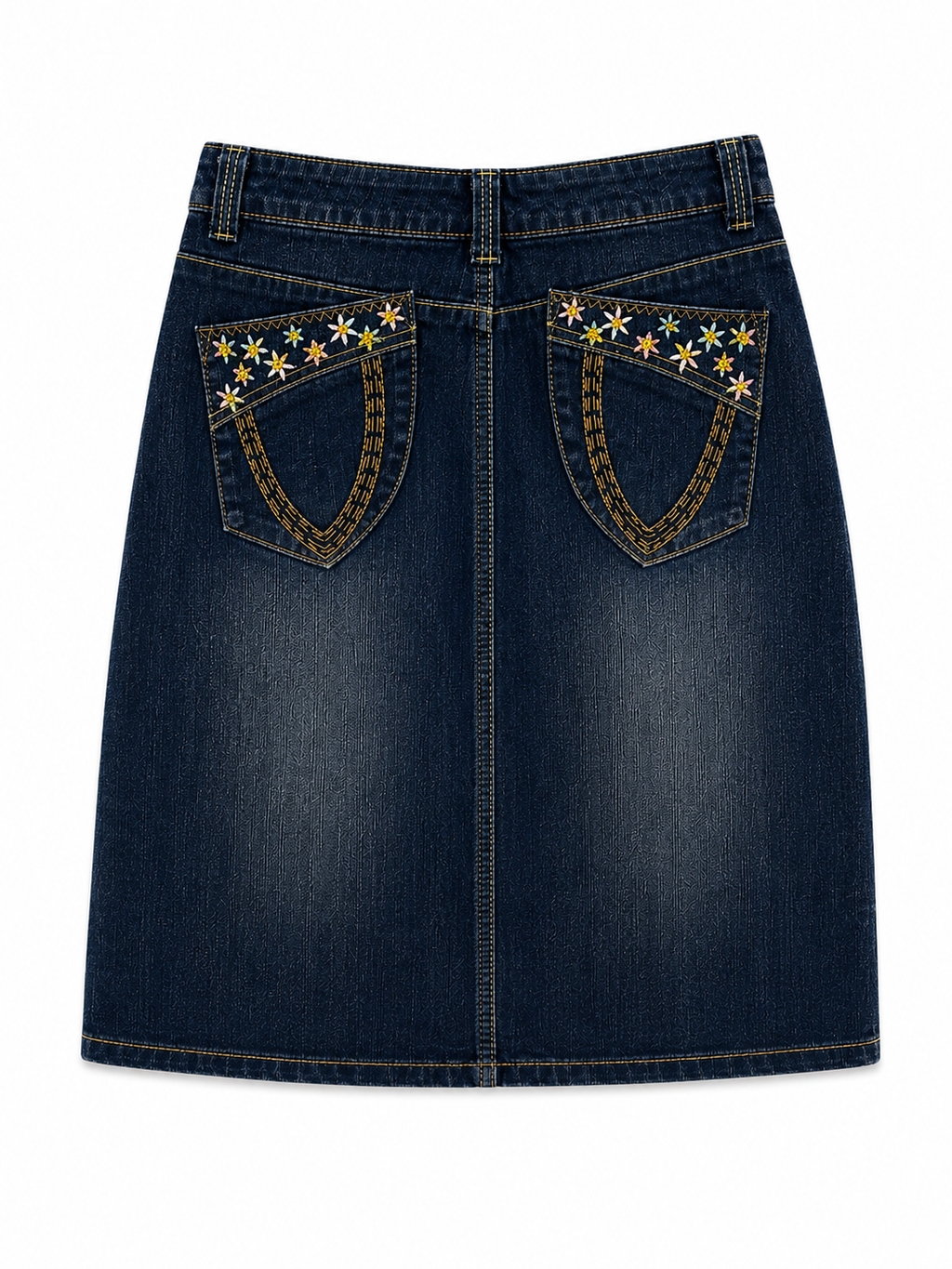 Vintage denim embroidered skirt