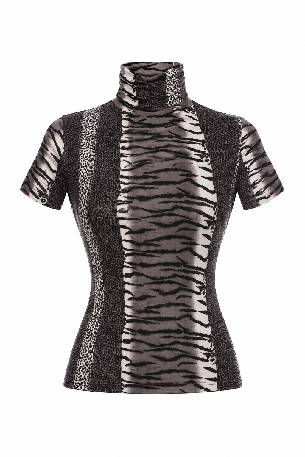 Tiger print turtleneck blouse