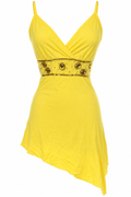 Asymmetrical mini yellow beaded dress